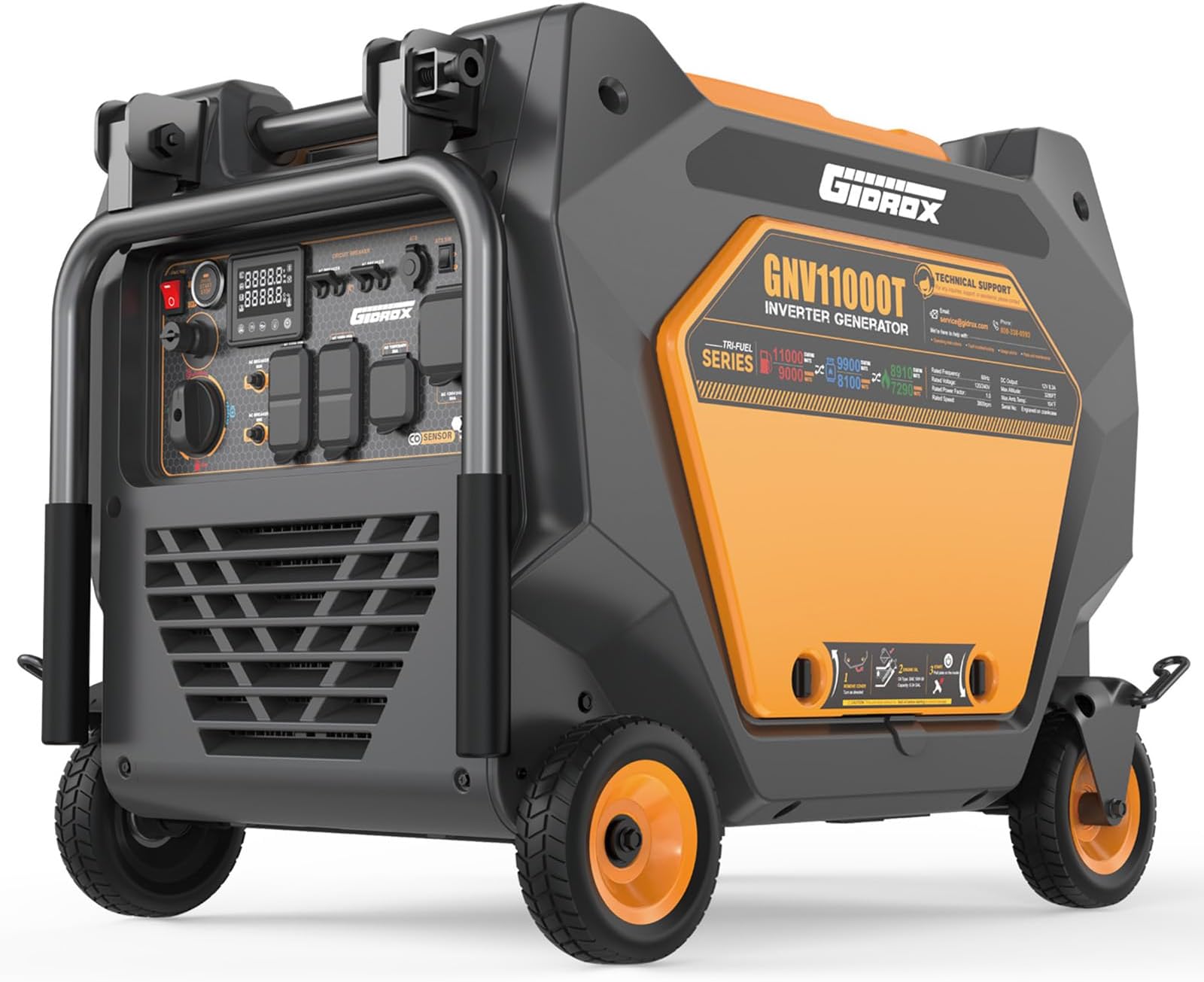 11000W Tri-Fuel Portable Inverter Generator, Gas, Propane & Natural Gas Powered, ATS Ready, 50A Ultra Outlet, Remote Start, CO Sensor, ECO Mode, Quiet Inverter for Home Backup & RV Use