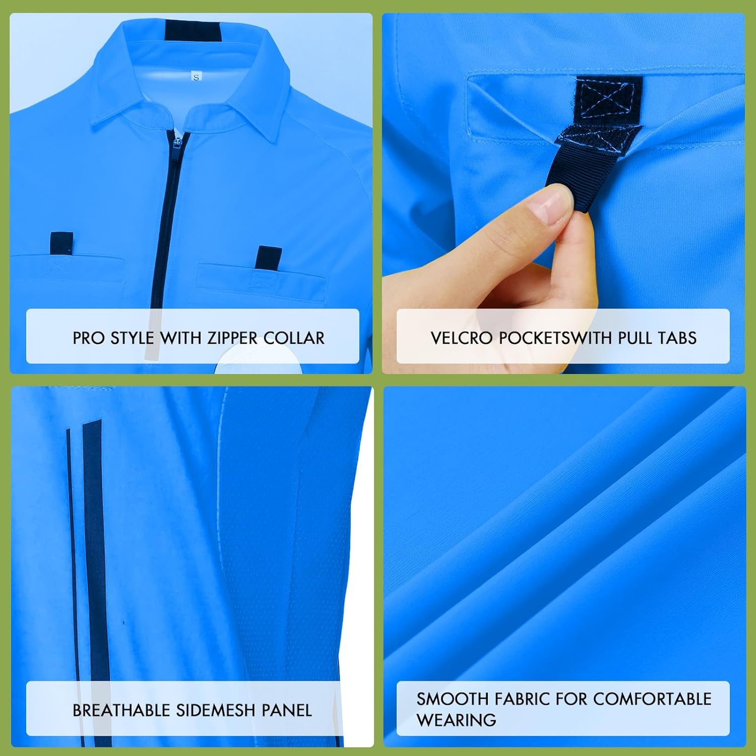 Pro Soccer Referee Shirt Jersey Short Sleeve Ref Costume Uniform with Badge Holder, Referee Wallet, Red & Yellow Cards - Image 4