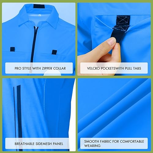 Miniatura 4 de Camiseta de árbitro de fútbol profesional, camiseta de manga corta, uniforme de árbitro con 3 piezas de repuesto redondo adhesivo de 3 pulgadas,