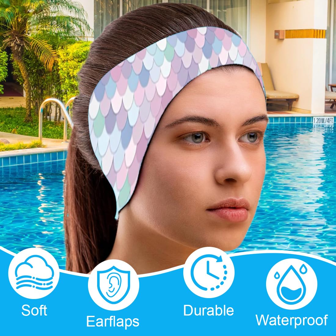 Fascia di Protezione per Orecchi da Nuoto, Auricolari con Elasticità Regolabile per Piscina, Docce e Sport Acquatici (Rosa)