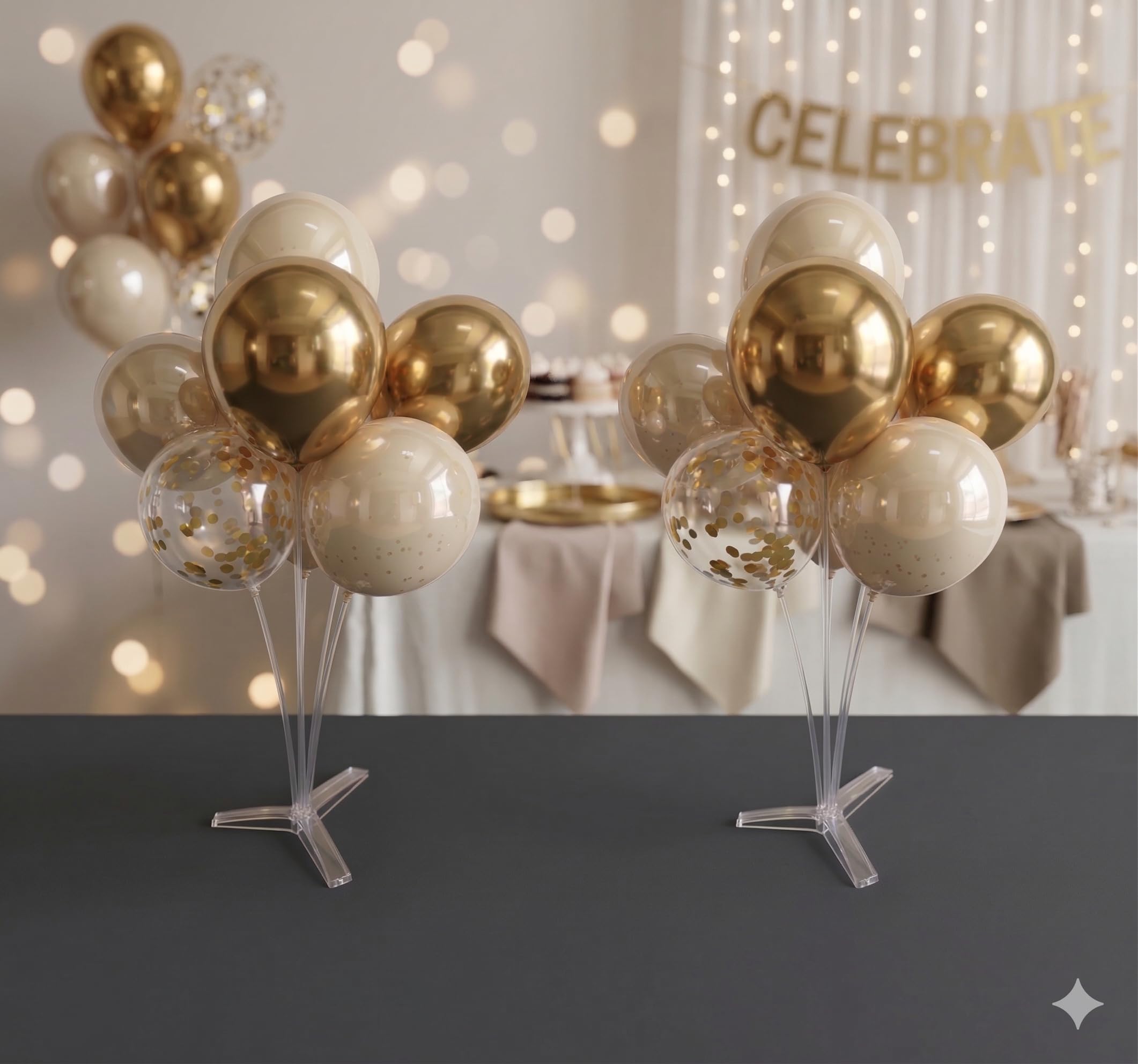 Poploons New Upgraded Triangle Balloon Stand Kit – 70cm Stable Table Centerpiece Holder for Graduation & Weddings and More. Reusable(Pack of 2)
