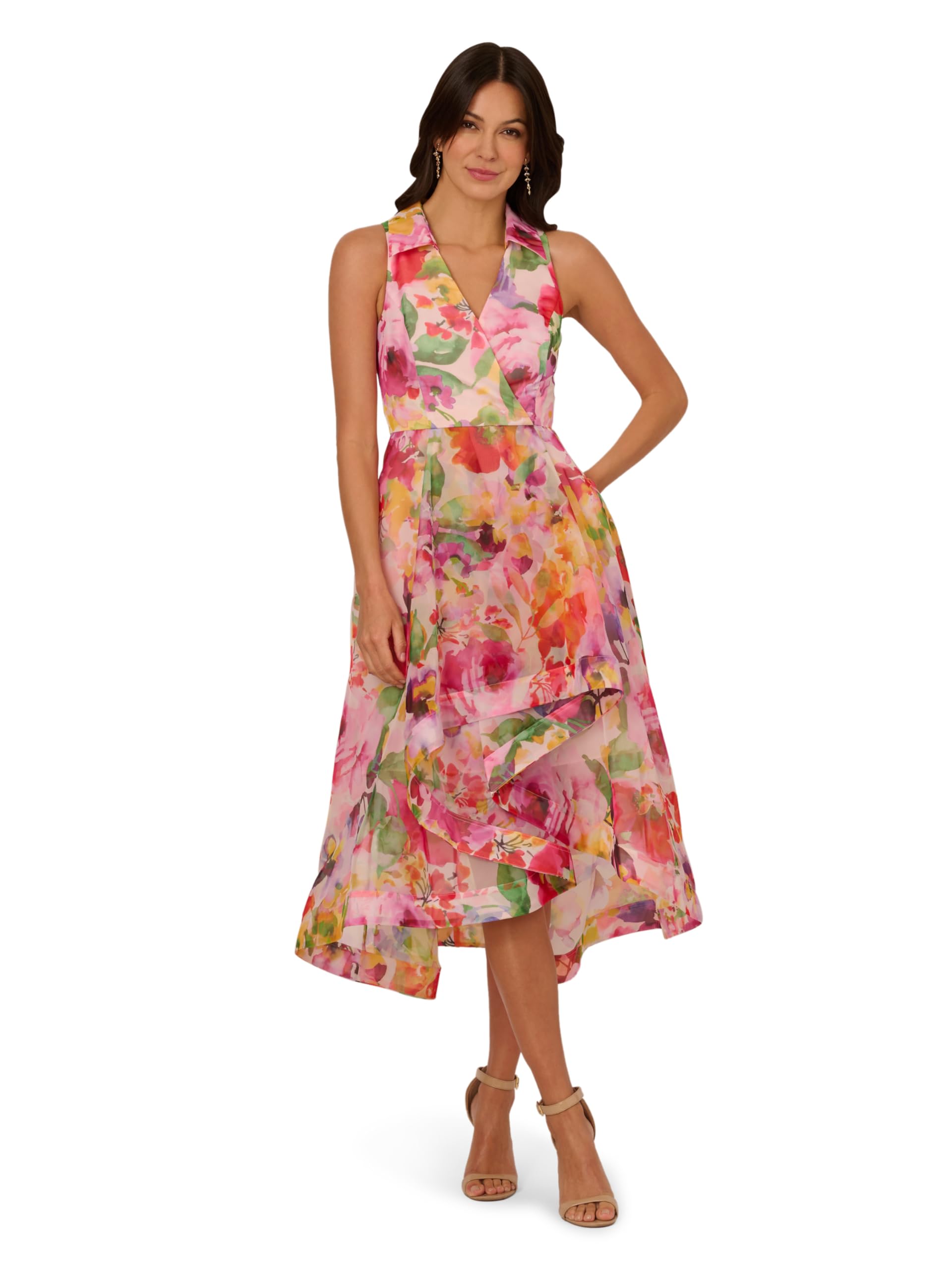 Adrianna Papell Women's Printed High-Low Dress