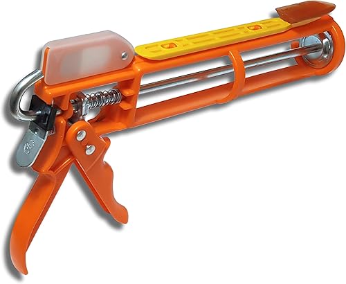 Corvalezy Pistola de calafateo todo en uno, pistola selladora de silicona de 9 pulgadas para calafatear, llenarsellar, agarre cómodo de gatillo y