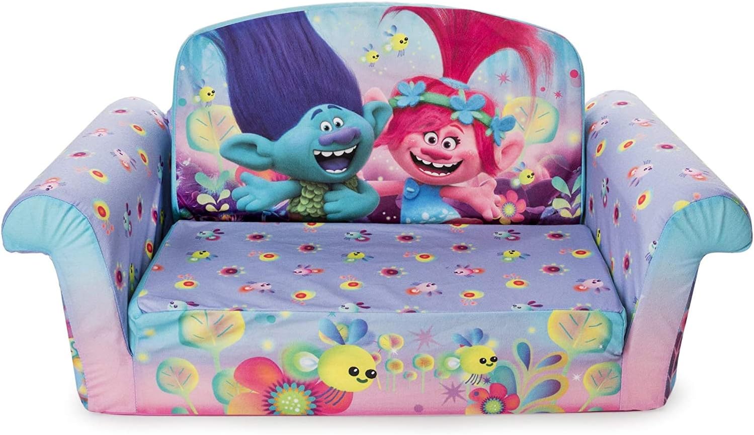 Marshmallow Furniture 2-in-1 Flip Open Couch Bed Sleeper Sofa Kid's Furniture for Ages 18 Months and Up, Trolls