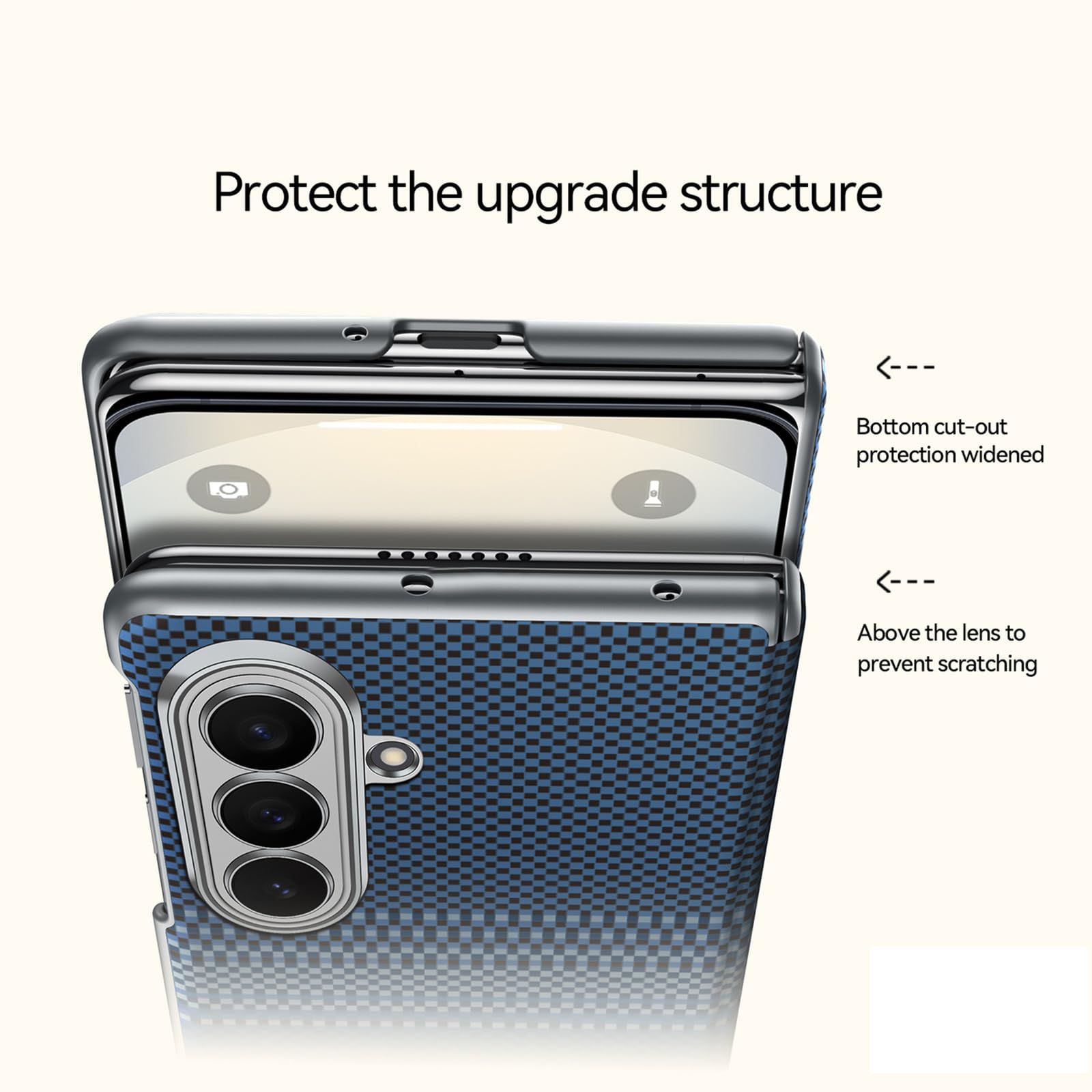 Magnetica Cover Per Samsung Galaxy Z Fold 8 Ultra, Pelle Guscio Posteriore | Fibra di Carbonio Modello Retro Protezione Cerniera Anti-Graffio Custodia Fodera in Microfibra,Blu,Fold 8 Ultra