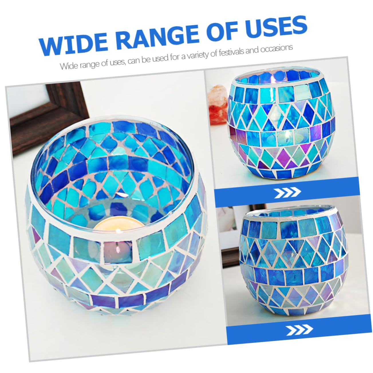 Amosfun Portacandele Design Unico e Raffinato in Mosaico Uso Prolungato Garantito Decorativo per Candele LED e Tradizionali per Ricevimento e Matrimonio