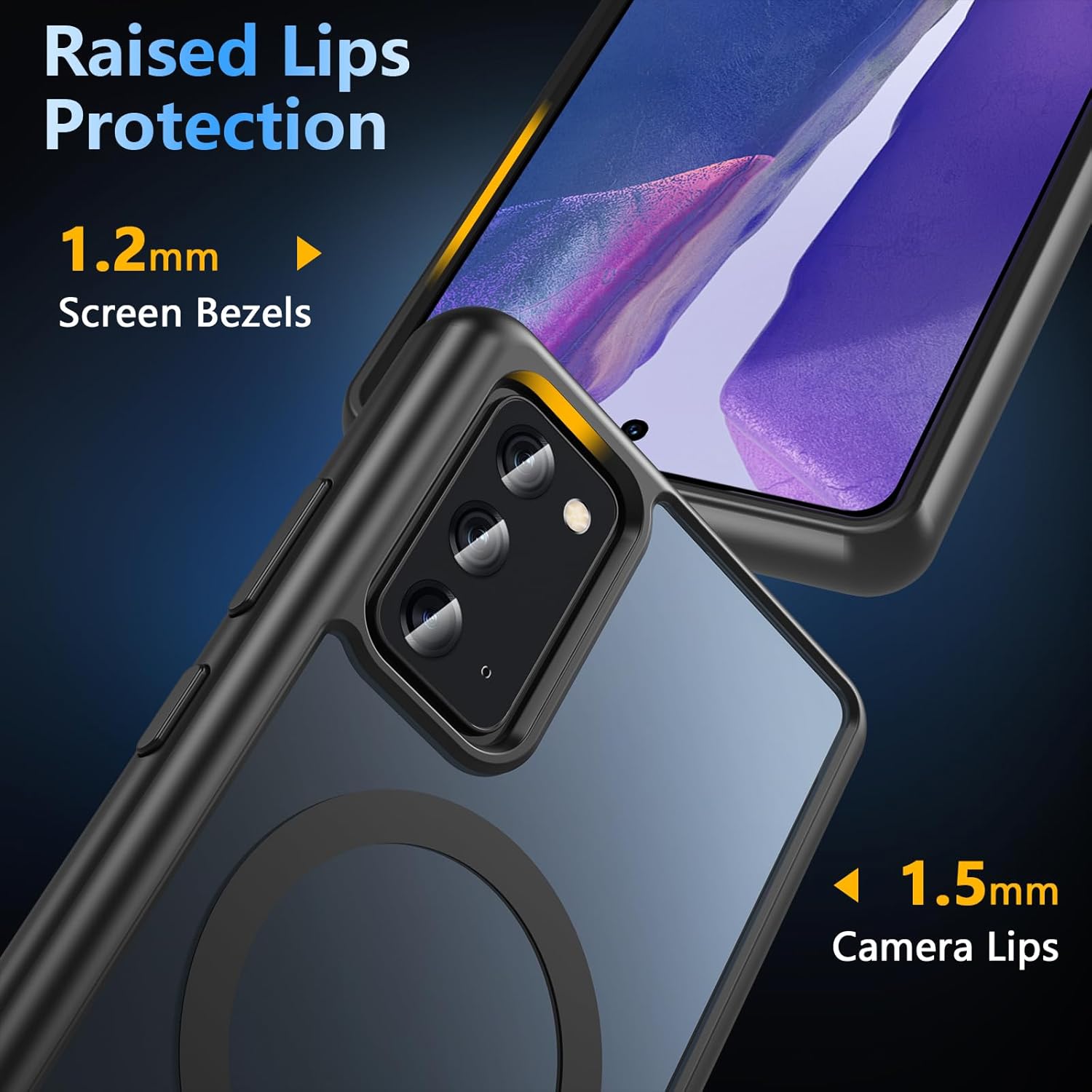 OWKEY Case for Samsung Galaxy Note 20,Magnetic Galaxy Note 20 Phone Case [Compatible with MagSafe] Anti-Fingerprint Translucent Matte Shockproof Protective Case for Samsung Note 20 (Black) - Image 5