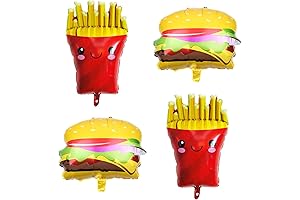 4Pcs French Fries Balloons Hamburg Balloons Food Birthday Foil Balloons for Birthday...