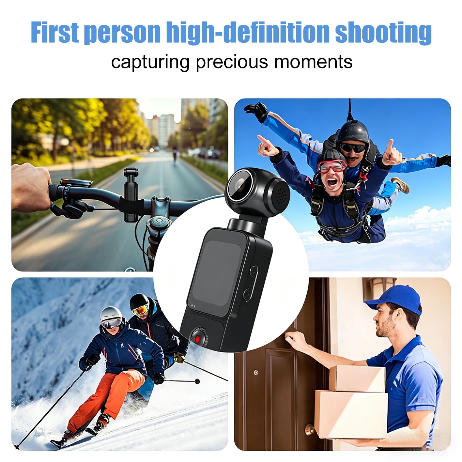 OBEST Sports Camera 4K Mini Vlog Camera, Cámara de acción portátil con rastreo Facial, Pantalla táctil de 1,69 Pulgadas, ELS Anti Shake, Apto para Deportes al Aire Libre, Conducir, Viajar, Vlog