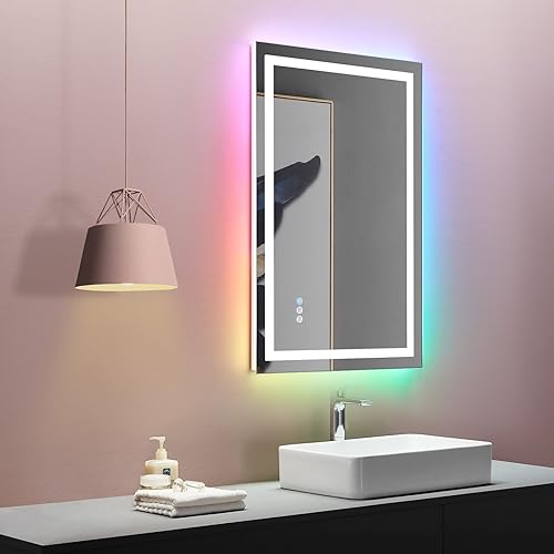 Miniatura 8 de LOAAO Espejo de baño LED de 32 x 36 pulgadas con luces, antiniebla, regulable, retroiluminado + iluminado frontal, espejo de tocador de baño