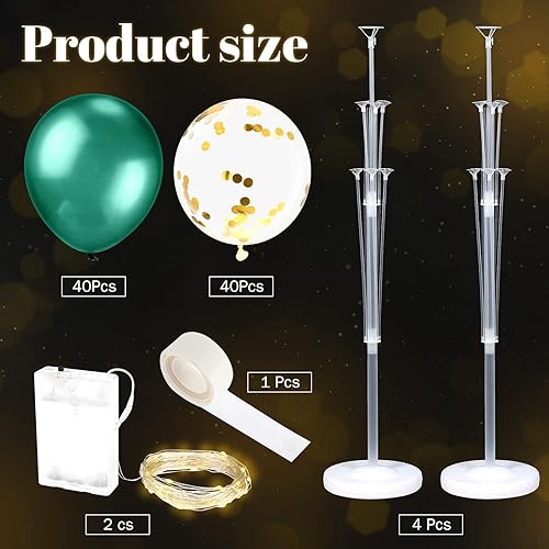 Miniatura 4 de Juego de 4 columnas de globos para suelo con soporte para globos, torre de globos, decoración de telón de fondo para bodas, cumpleaños, baby shower,