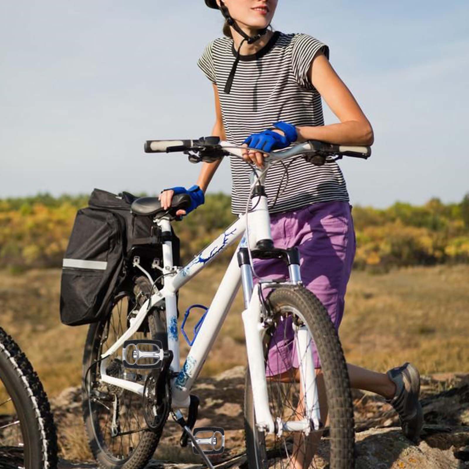 1 para pedałów rowerowych, antypoślizgowe, z gumą i elementami odblaskowymi, aluminiowe, do rowerów górskich, składanych rowerów wyścigowych, e-bike