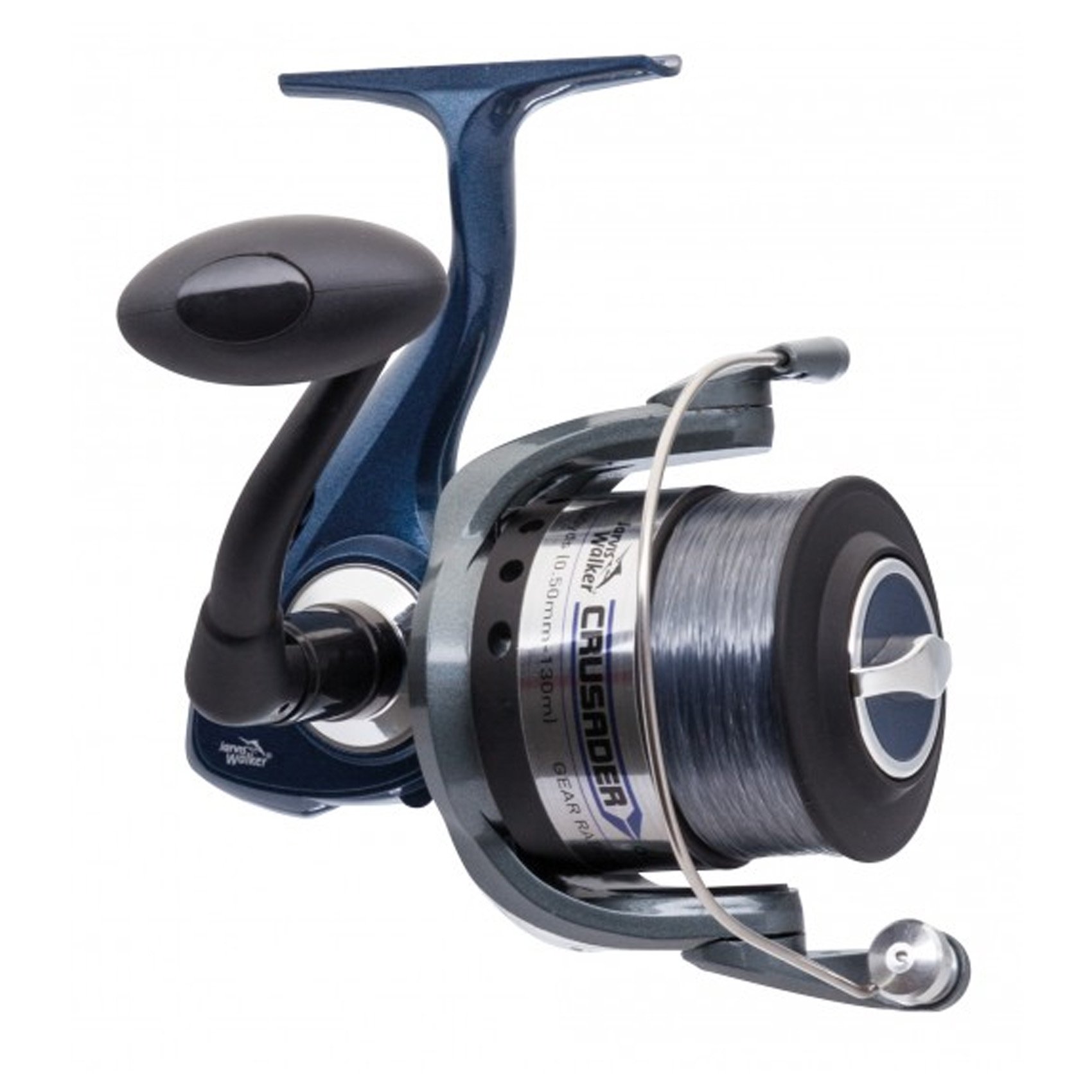 Jarvis Walker Crusader 8000 Fishing Spinning Reel – Pre-Spooled with Line – Graphite Body & Rotor – 1 Ball Bearing – Click Drag System – Sea & Freshwater Fishing Reel