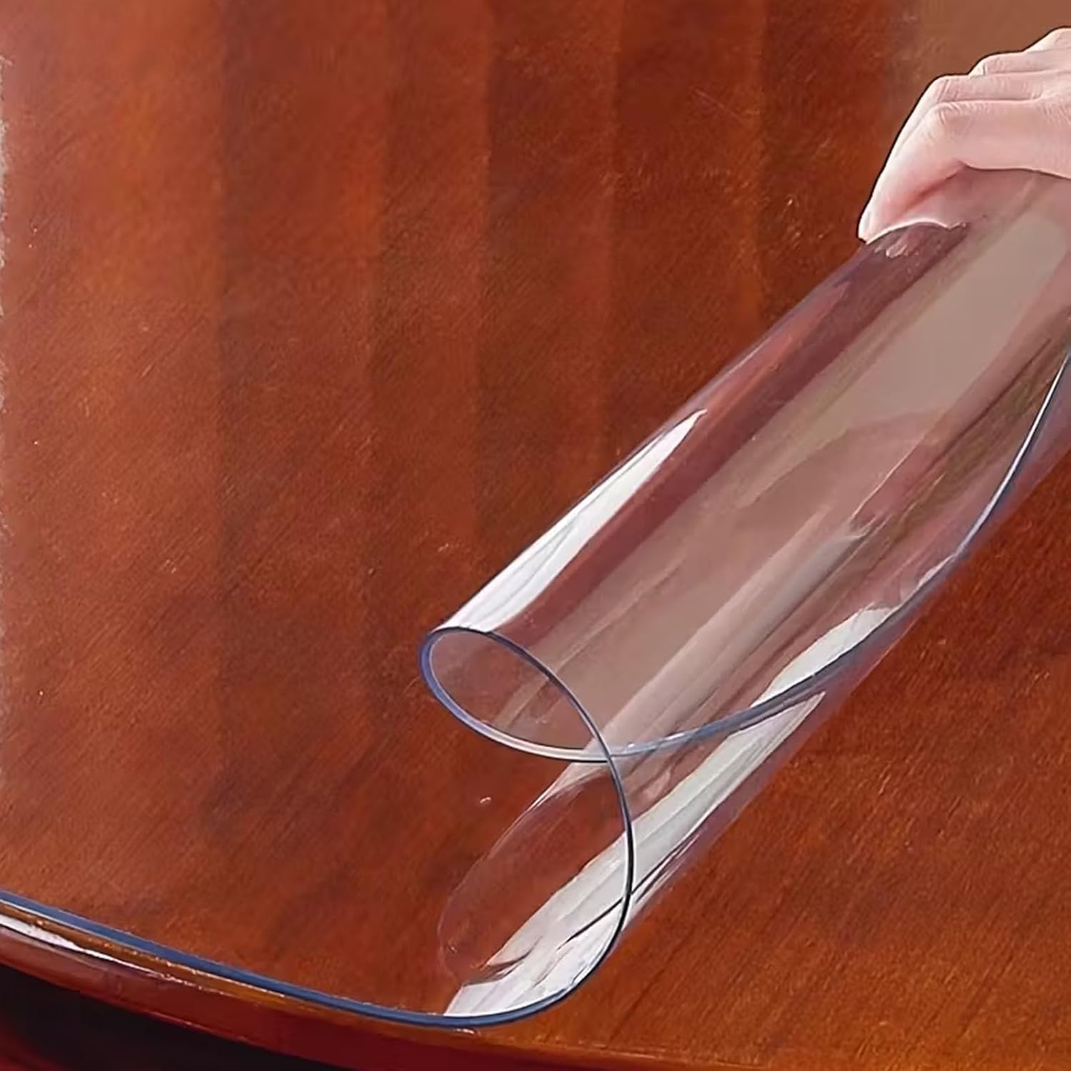 37 Inch Round Dining Table Protector, 2(mm) Thick Round Waterproof Oil Proof PVC Desk Cover, Scratch Kitchen Dining Room Wood Furniture Circular Protective Cover Pad Wipeable, Easy Clean