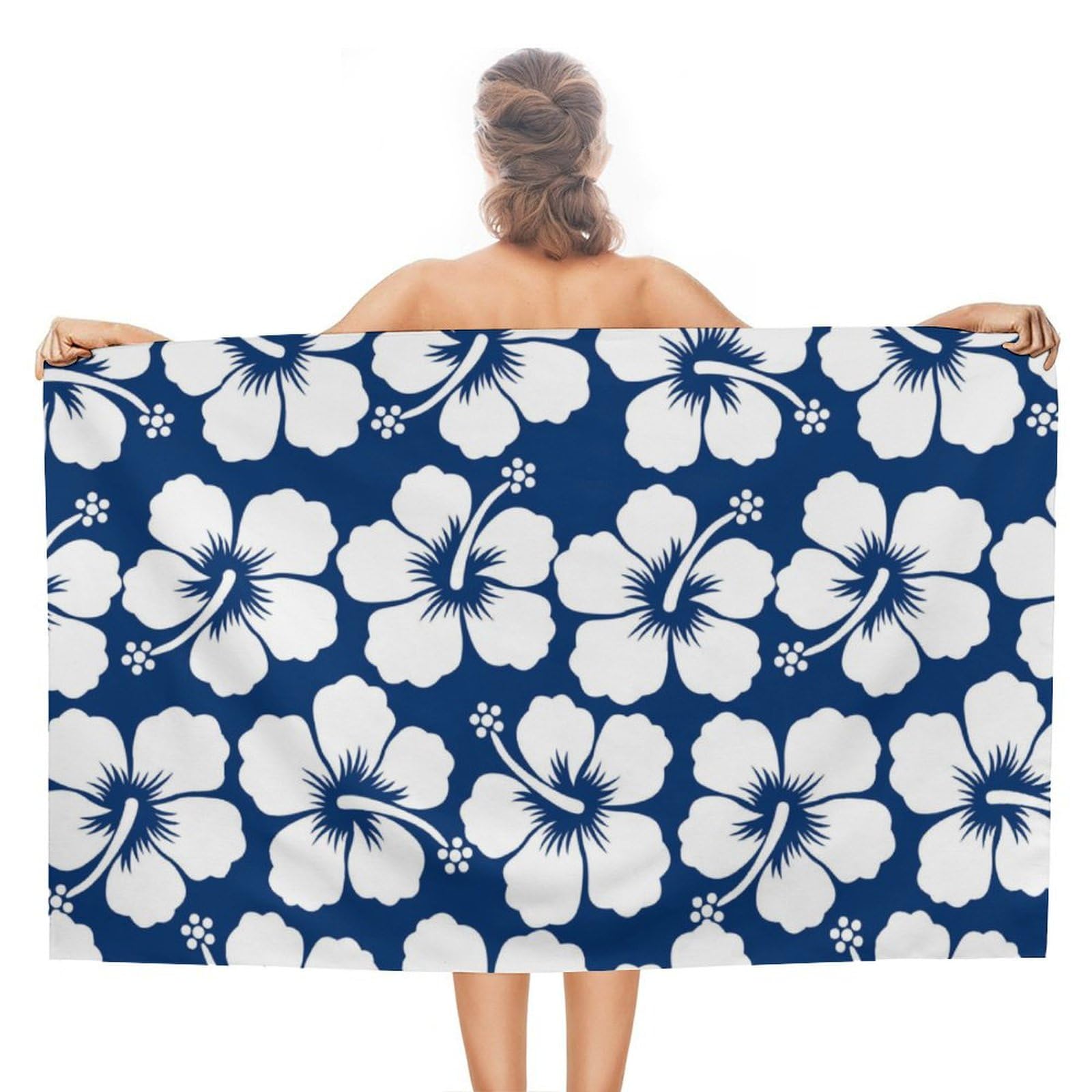 LEDFCVSU Beach Towel, Flower Hawaiian Style Bath Towel, Absorbent Towel for Swimming, Sports, Travel