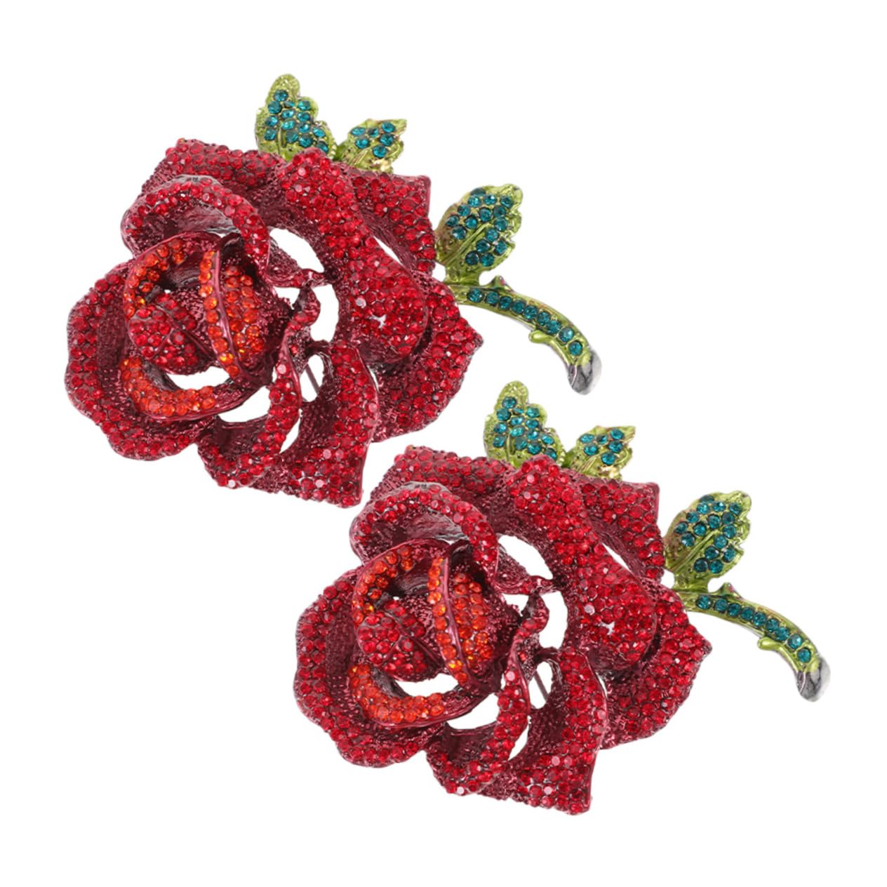 minkissy Crystal Rose Brosche Blumennadel Für Kleidung Brosche Für Schal Brosche Party Brosche Valentinstag Anstecknadel Kleiderstift Zinklegierung Rot