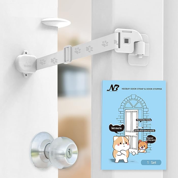 Buy Neobay Adjustable Cat Door Strap with Silicone Door Stopper(Blue