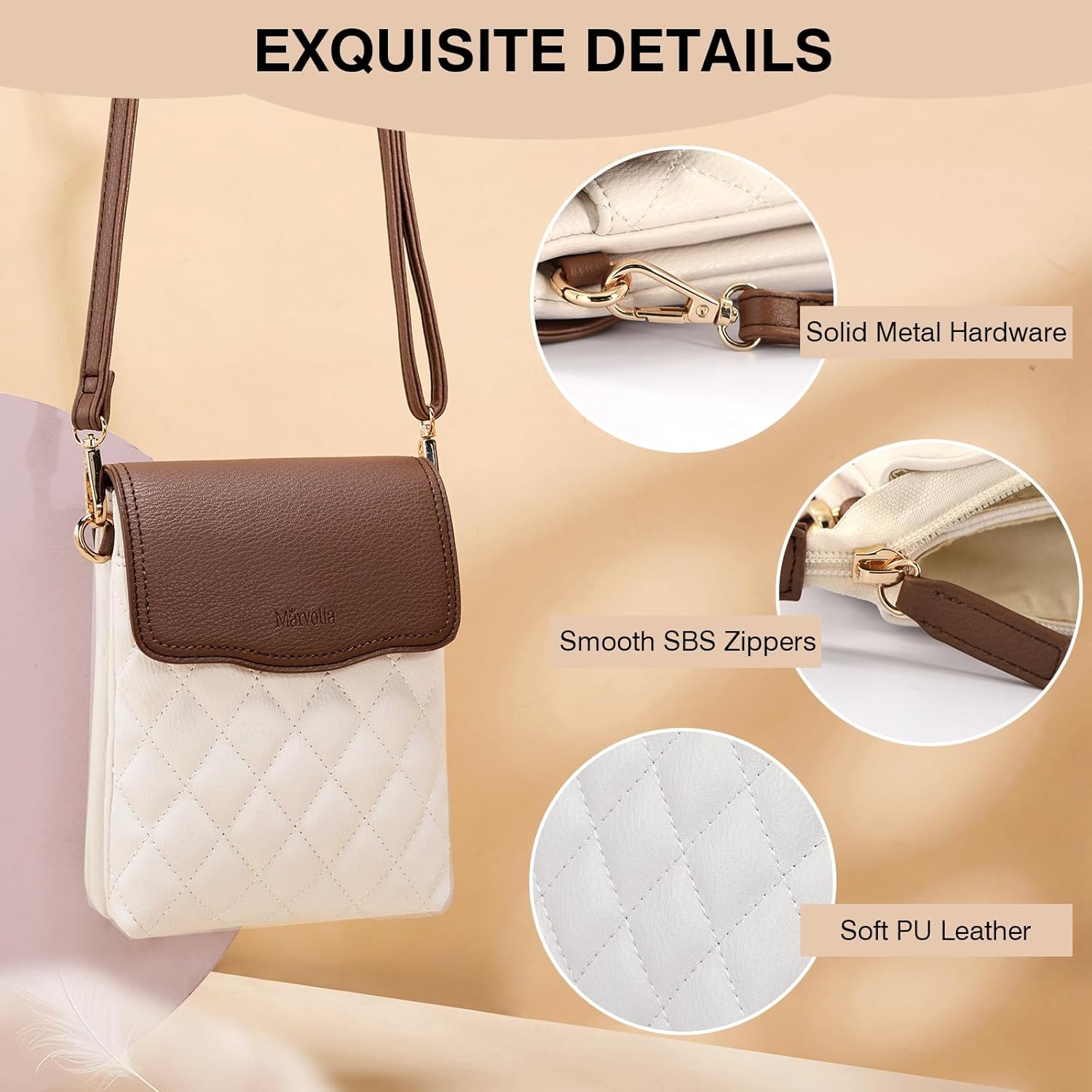 Marvolia Small Crossbody Bags for Women - Vegan Leather Crossbody Phone Purse Mini Cell Phone Bag for Traveling - Image 5