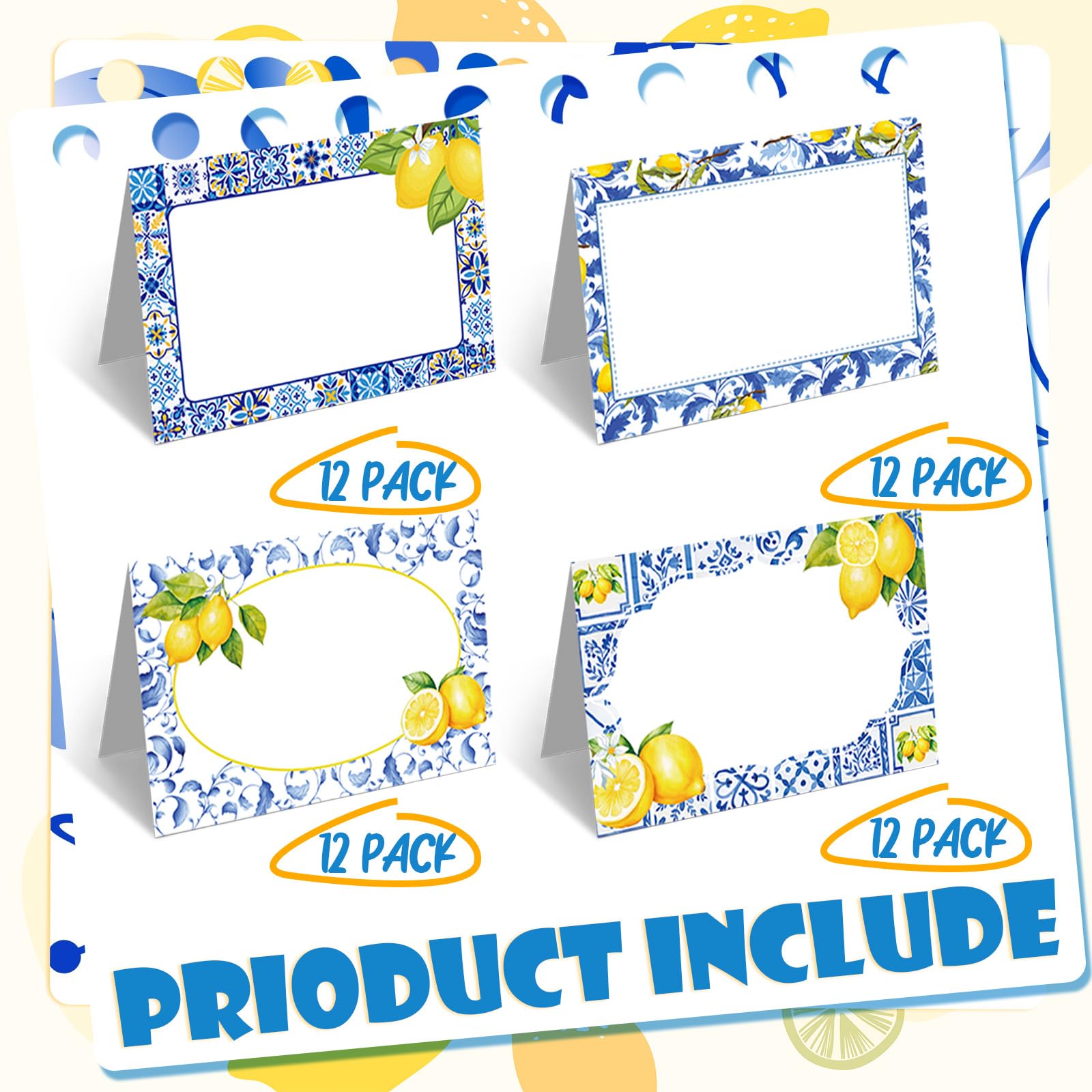 Zitronen Tischkarten Set - 60 Stück Mediterrane Namenskarten Für Partys Und Events