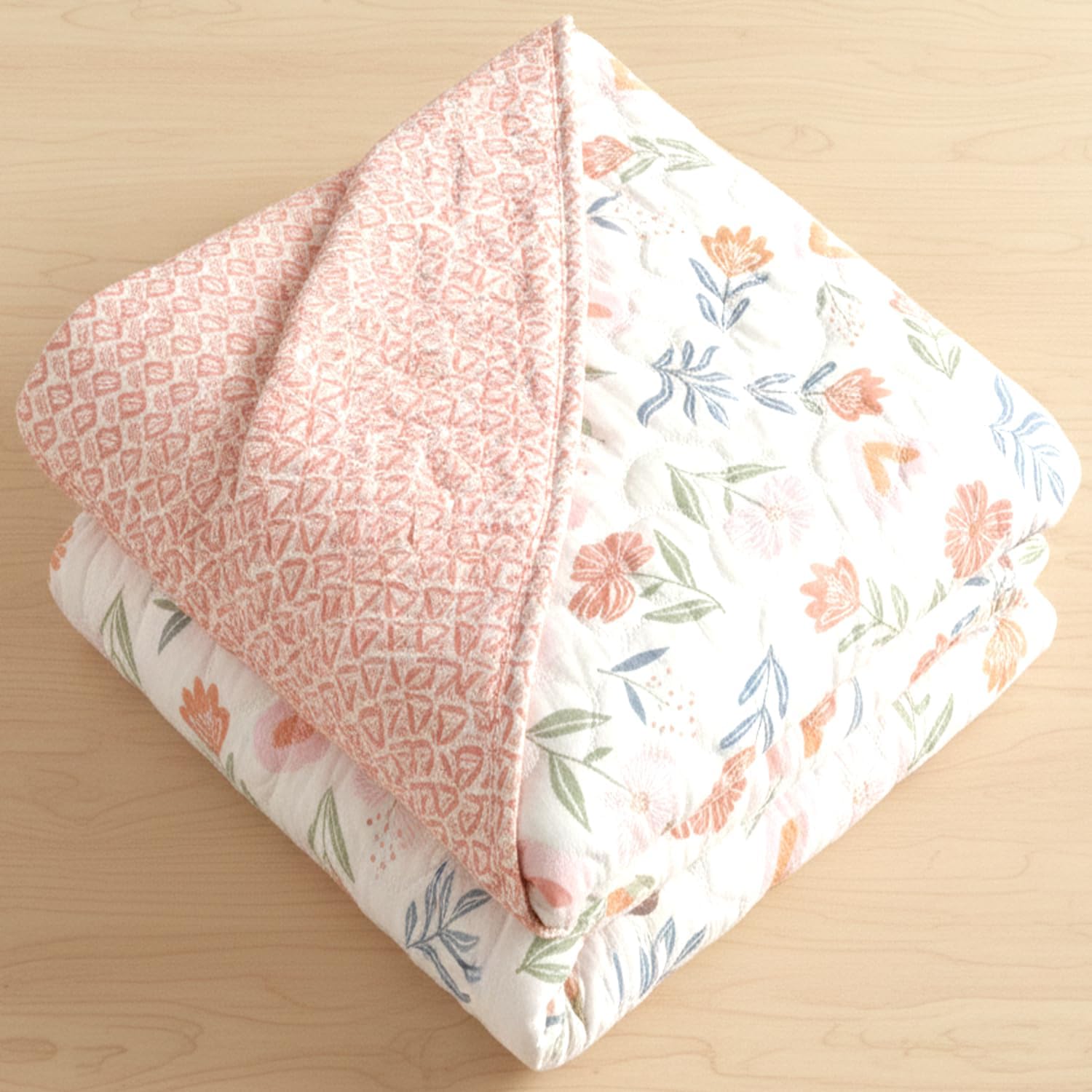 220 GSM 100% Cotton Microfibre Reversible Comforter AC Blanket for Summer/Winter/Quilt Soft Breathable Floral Print Duvet Single/Double Bed (White, Double Bed(230X250 CM))-image-22