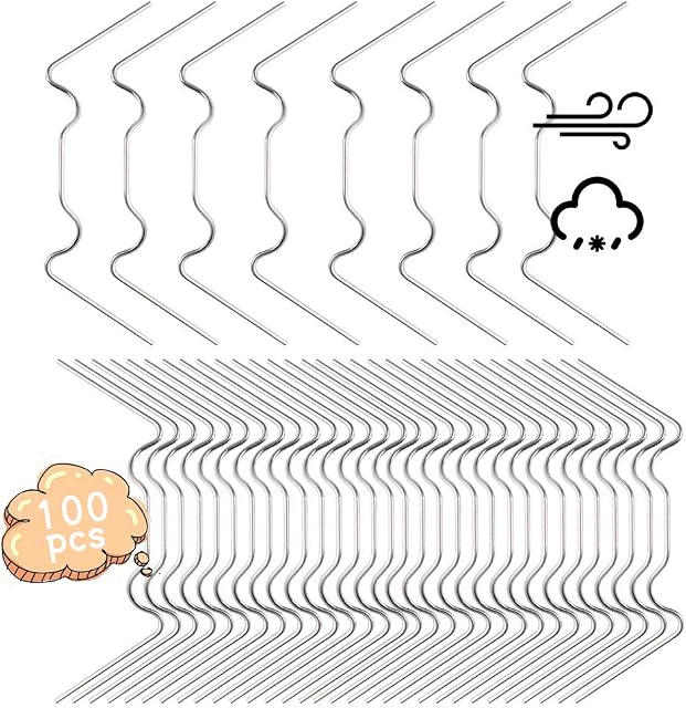 XCOZU 100 Pcs Greenhouse Glass Clips, Stainless Steel Greenhouse Glazing Clips, Halls Greenhouse Clips Spring Metal W Wire Type Fixing Clips Glass Pane Glass Clamps Greenhouse Accessories 1.6mm Thick