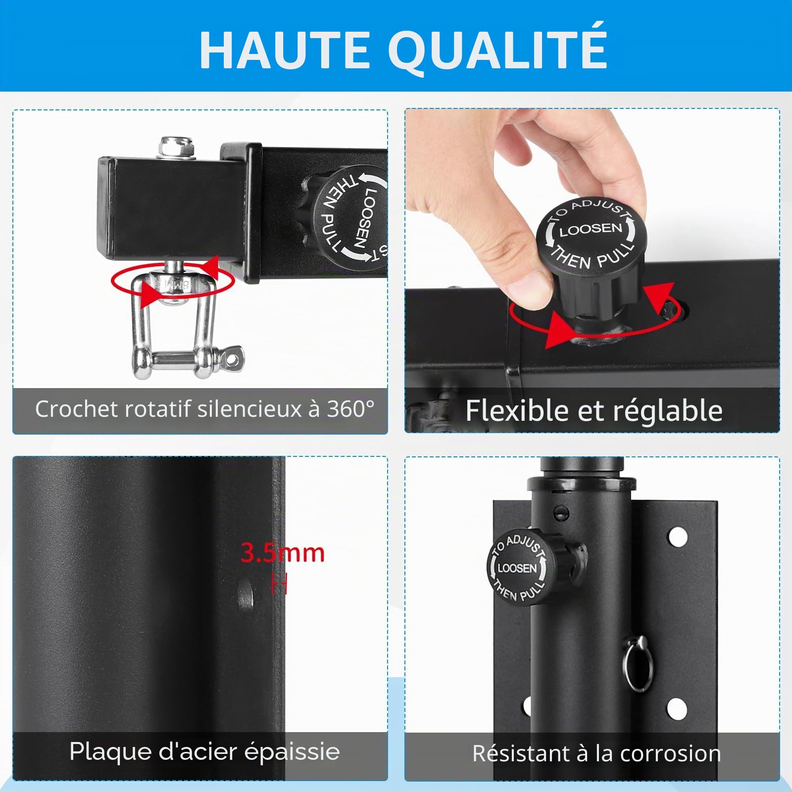 Support Mural de Sac de Frappe en Acier Solide, Monture Murale pour Sac de Boxe Lourd