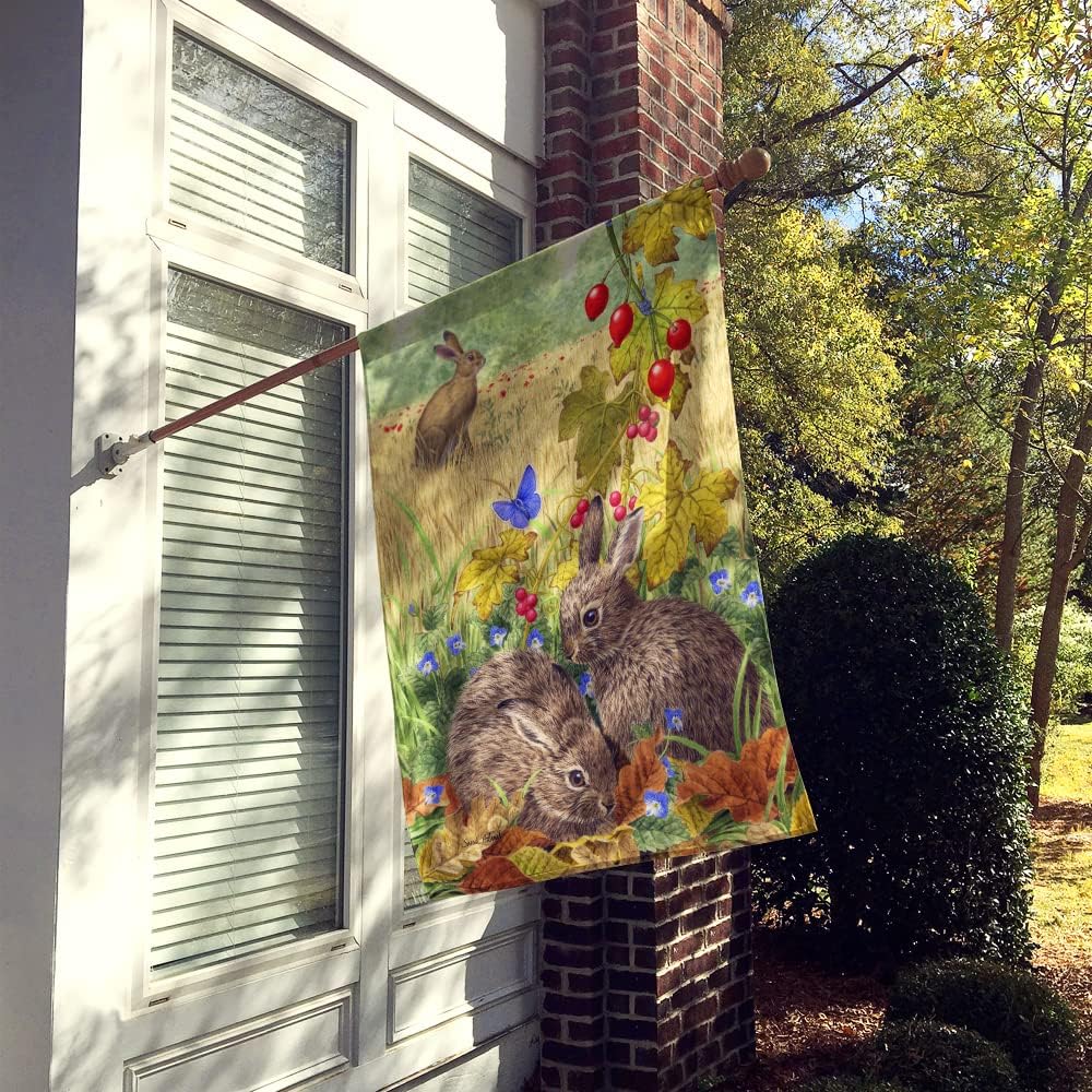 Caroline's Treasures ASA2140CHF Leverets and Rabbit House Flag Large Porch Sleeve Pole Decorative Outside Yard Banner Artwork Wall Hanging, Polyester, House Size, Multicolor