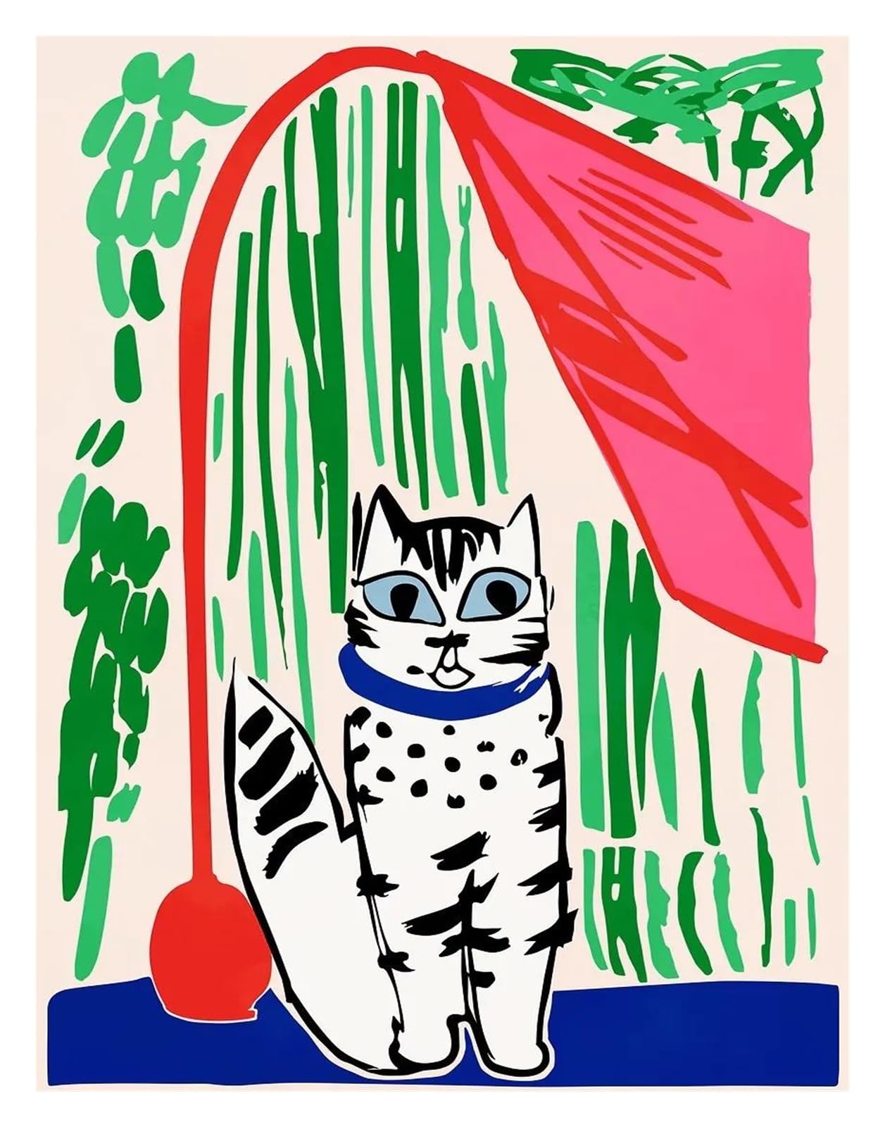 Xenite T Wall Ar Canvas Prints Funny Cats French Jazz And Wine Posters Reading Hobbies Cartoon Prints Canvas Painting Wall Ar Pictures Home Living Room Decor(,20X30cm)