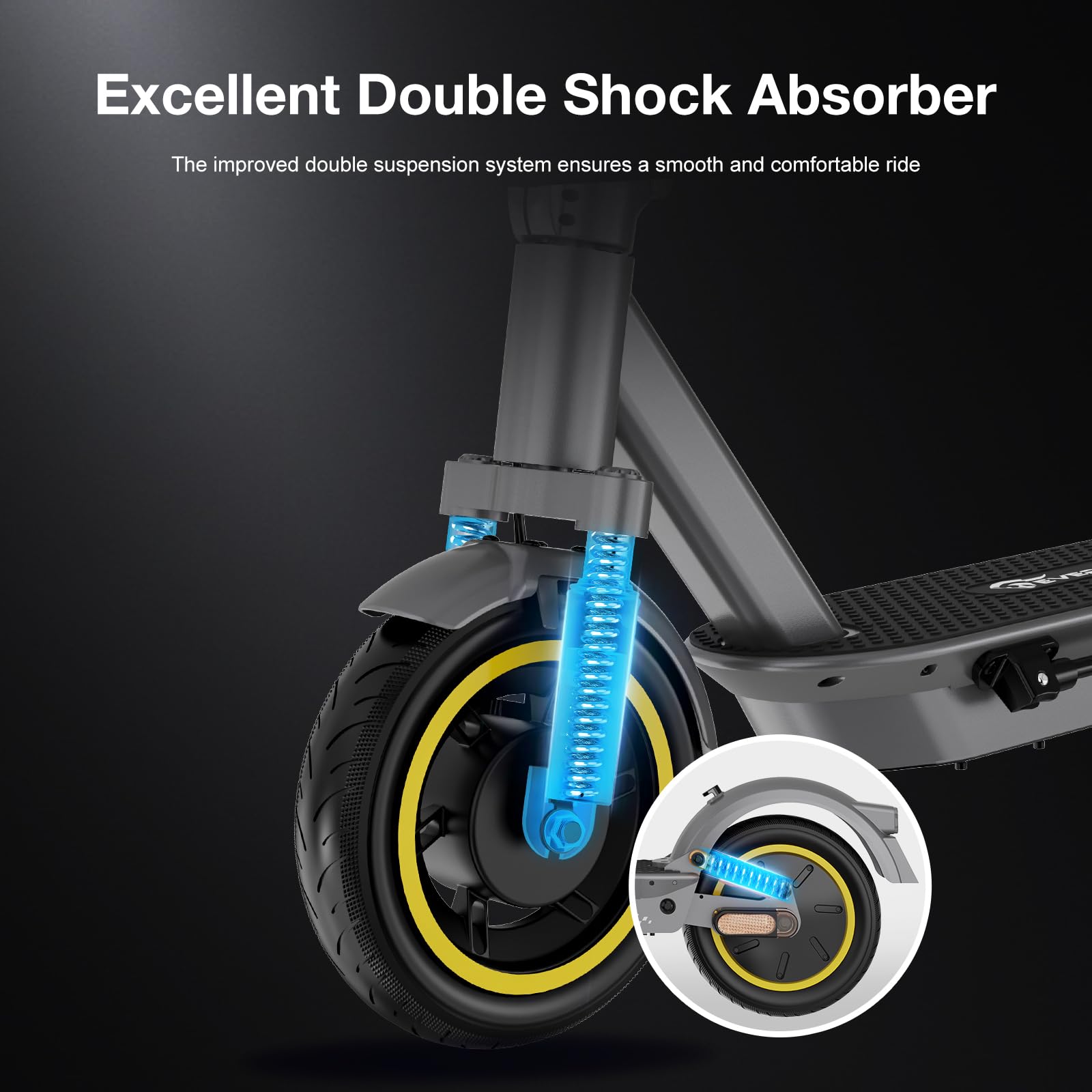 EVERCROSS EV10S MAX Monopattino Elettrico Adulto, 10'' Monopattino Elettrico Pieghevole, Scooter Elettrico con 90-150KM Gamma Massima, Velocità Max 25km/h, Controllo dell'app, Doppi Ammortizzatori