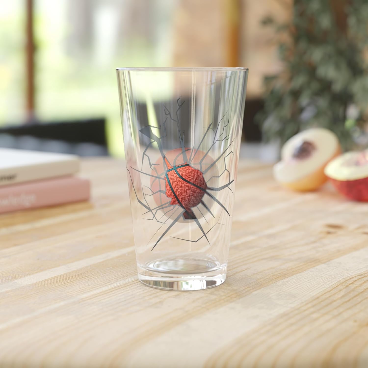 Sports Pint Glass, Smash Through Ball Shatter Effect Beer Glasses (6, Basketball)