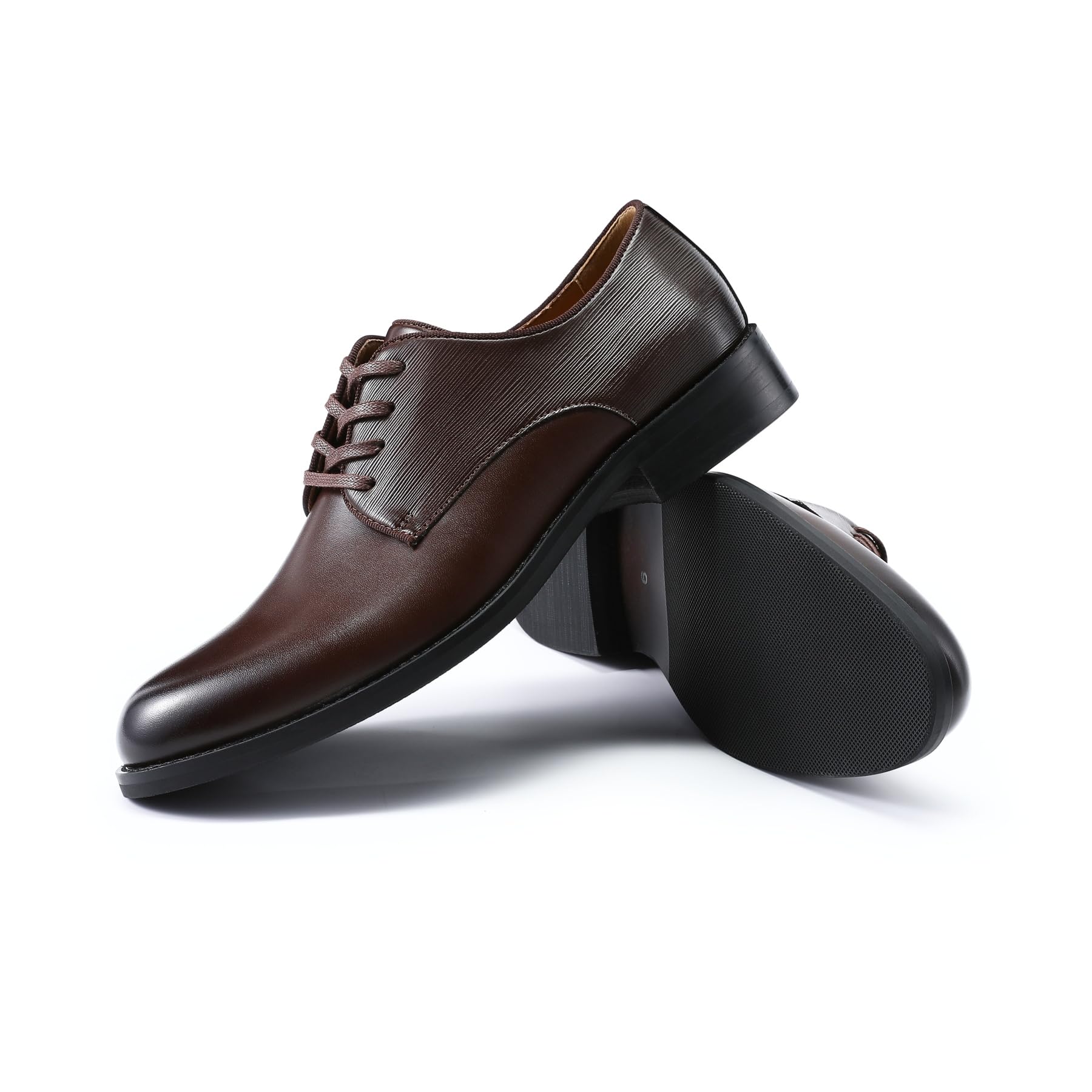 YFFUSHI Zapatos de Piel con Textura Derby para Hombre, con Cordones, Puntera Puntiaguda, de Vestir, sin Cordones