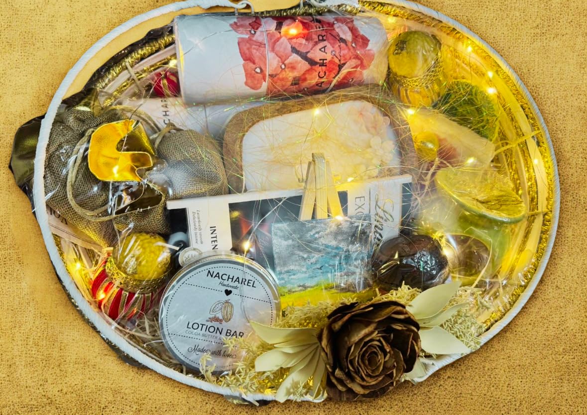 Nacharel Rajshree Diwali Gift Hamper | Healthy Luxury Festive Gift | Hamper For Family, Friends & Corporate | Package Include Handmade Skincare & Lifestyle Items-image-23