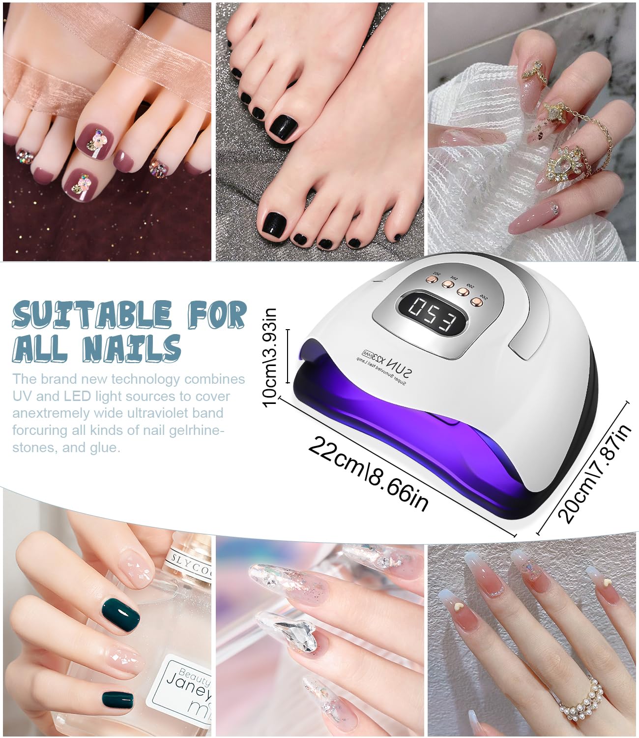 Lámpara de Uñas UV, 380W 81 LED Lámparas Profesional Maquina Secadora de Uñas Rápido, Curado de Esmalte de Gel con 4 Temporizador y Pantalla LCD Para Manicura/Pedicura Nail Art en el Hogar