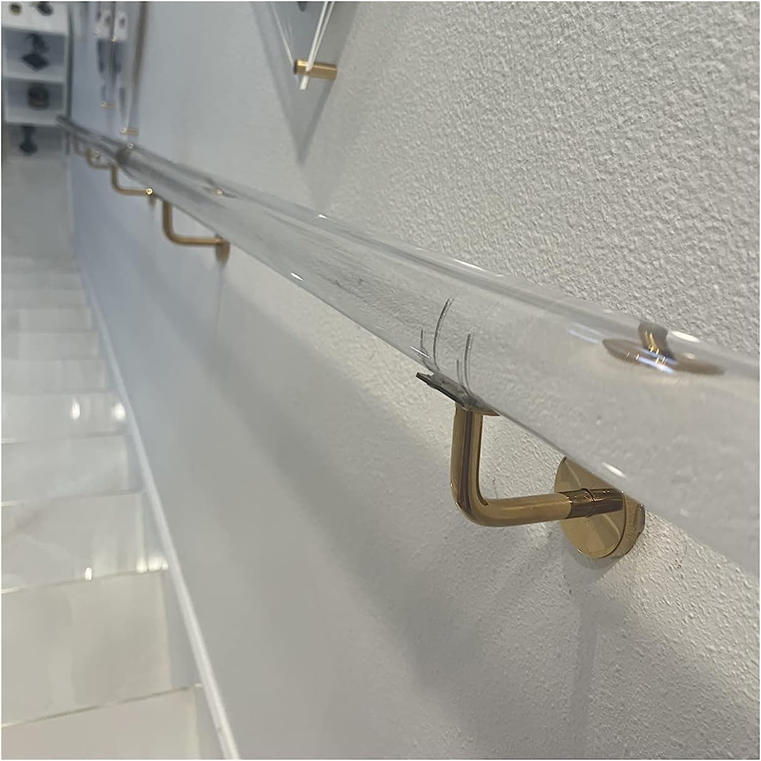 Garde-corps transparent de luxe de 150cm aux finitions dorées