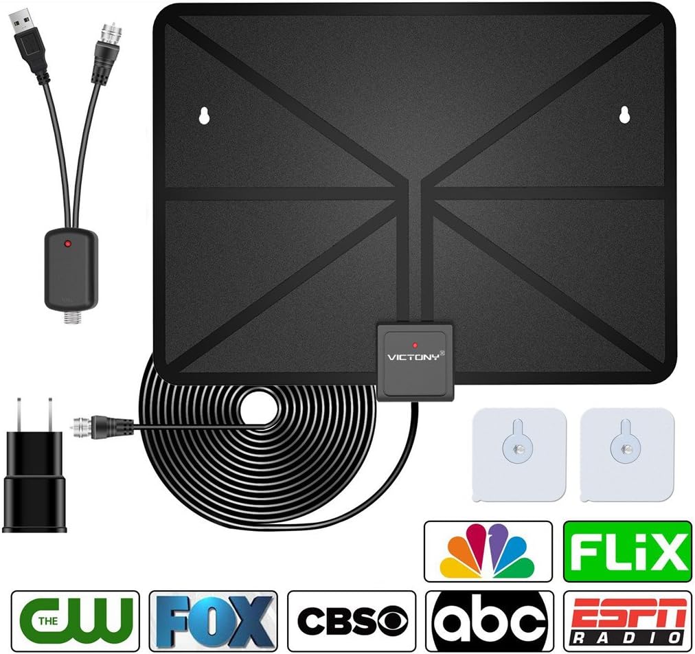 VICTONY 2018 Version HD Digital TV Antenna Kit, 1080P 50 Miles Range Indoor Digital HDTV Antenna,16.5ft Upgraded USB Powered Amplified Antenna, Support All TV's (Black) …