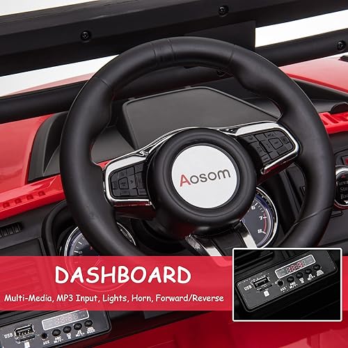 Miniatura 9 de Aosom Coche de policía de 12 V con control remoto y sirena coche eléctrico de 2 plazas a batería para niños con música juguete eléctrico con bocina