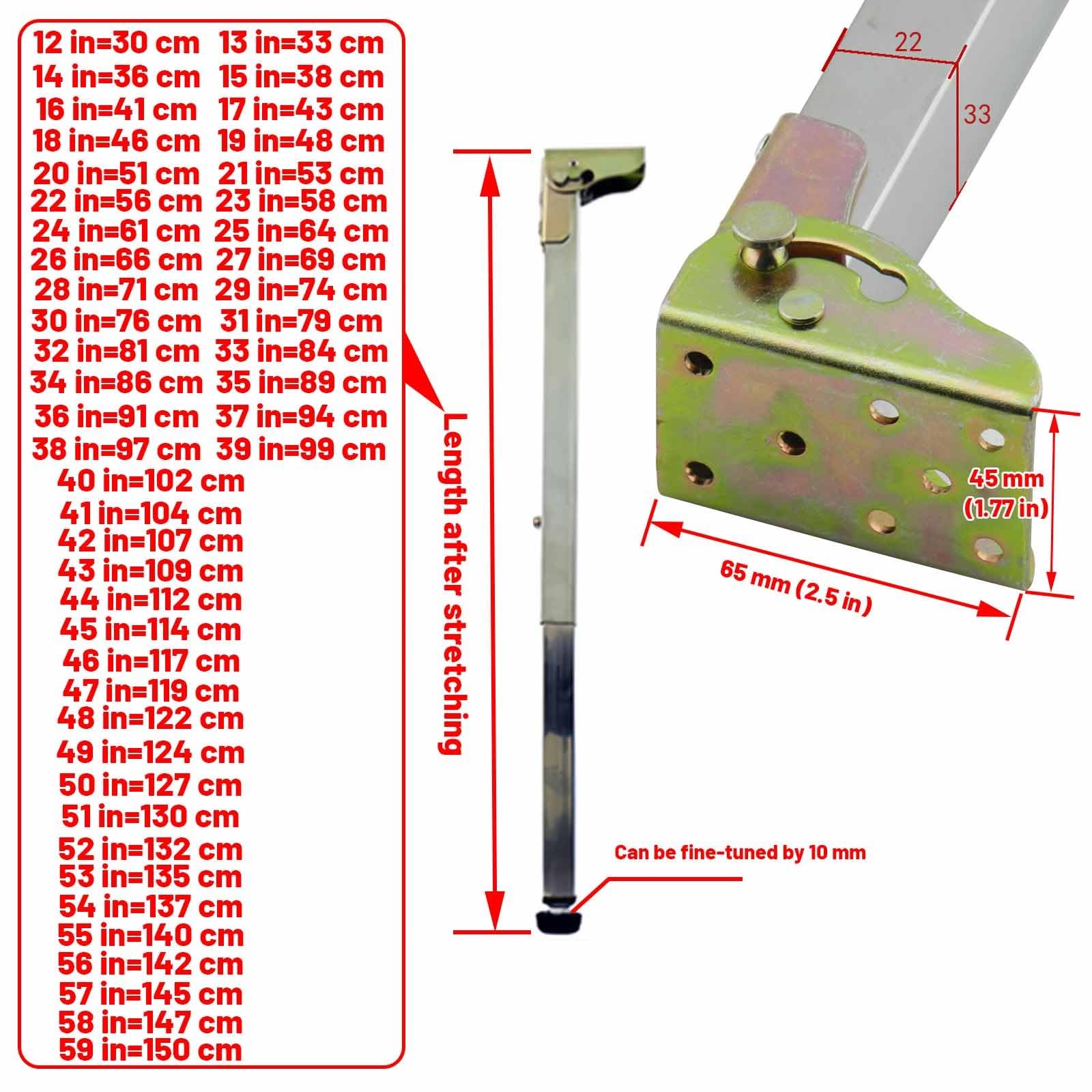 Patas de mesa de metal ajustables - Patas de acero inoxidable para muebles, plegables y regulables en altura (12-59 cm), ideales para escritorios y bares, diseño push-pull (91 cm = 36 pulgadas)
