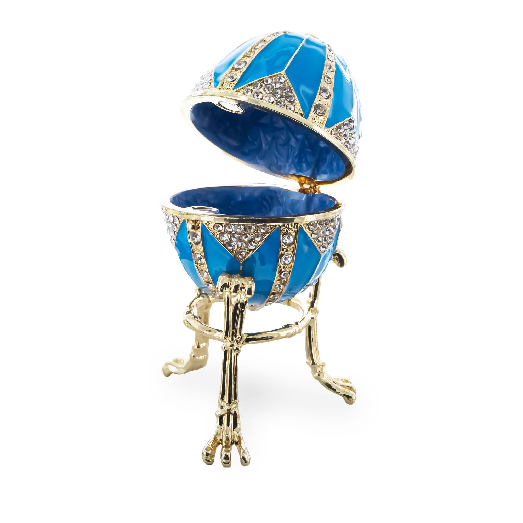 Cristal Rombo en Huevo de Pascua de Metal Inspirado en el Real Azul Esmalte de 3.15 Pulgadas.