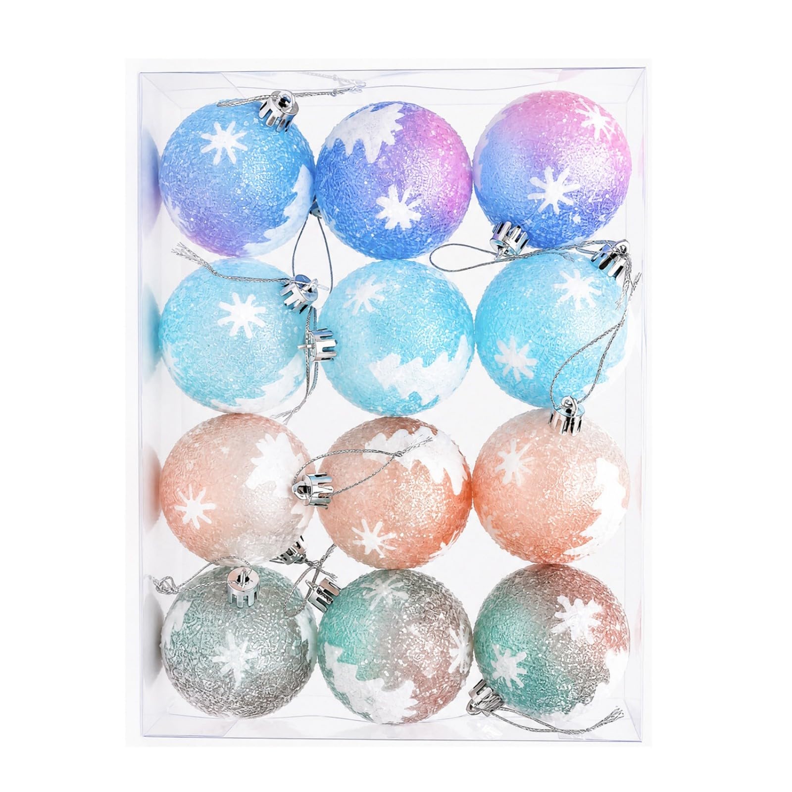 Kalttoy 12Pcs Sturdy Christmas Decor Ball with Reflective Glittering Finish for Long Time Seasonal Use Christmas Glittering Ornament