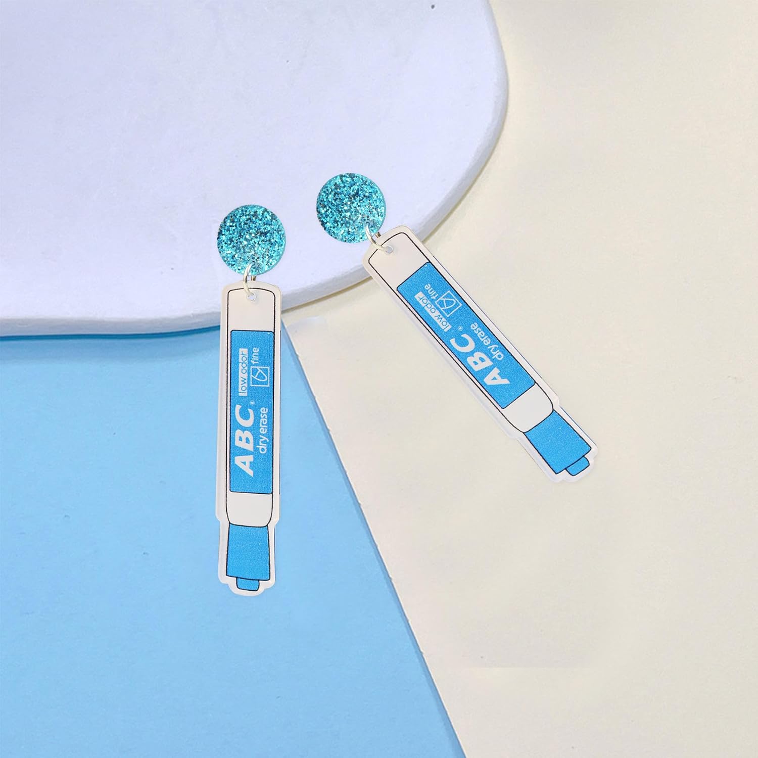 Cute Colorful Marker Pen Stud Earrings Acrylic Pencil Teacher Drop Dangle Earrings Teachers Appreciation Day Creative Jewelry Gift for Women - Image 7