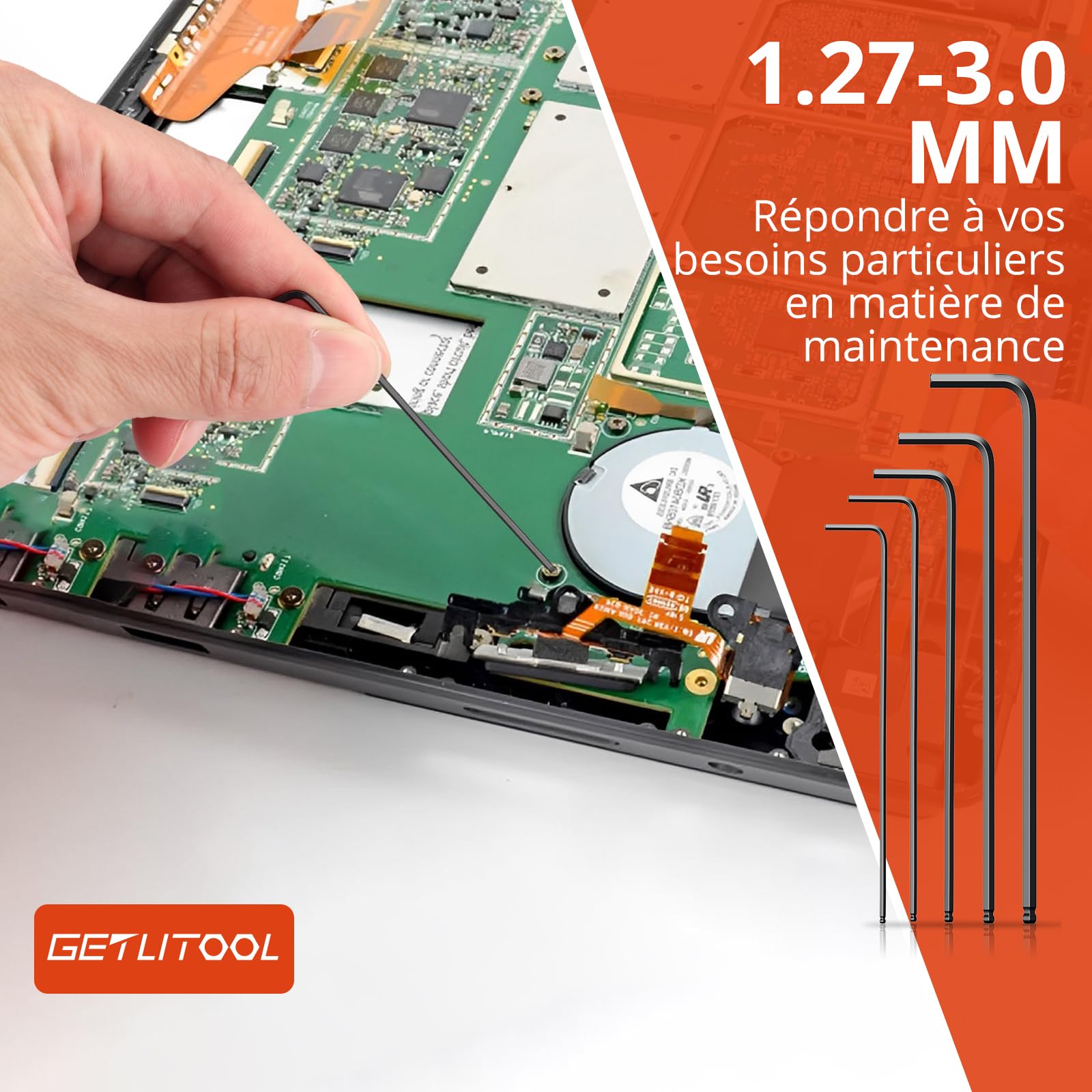 Set 13 Clés Allen Métriques 1,27-10mm - Acier Chrome Vanadium - Tête Sphérique - Support Pliable