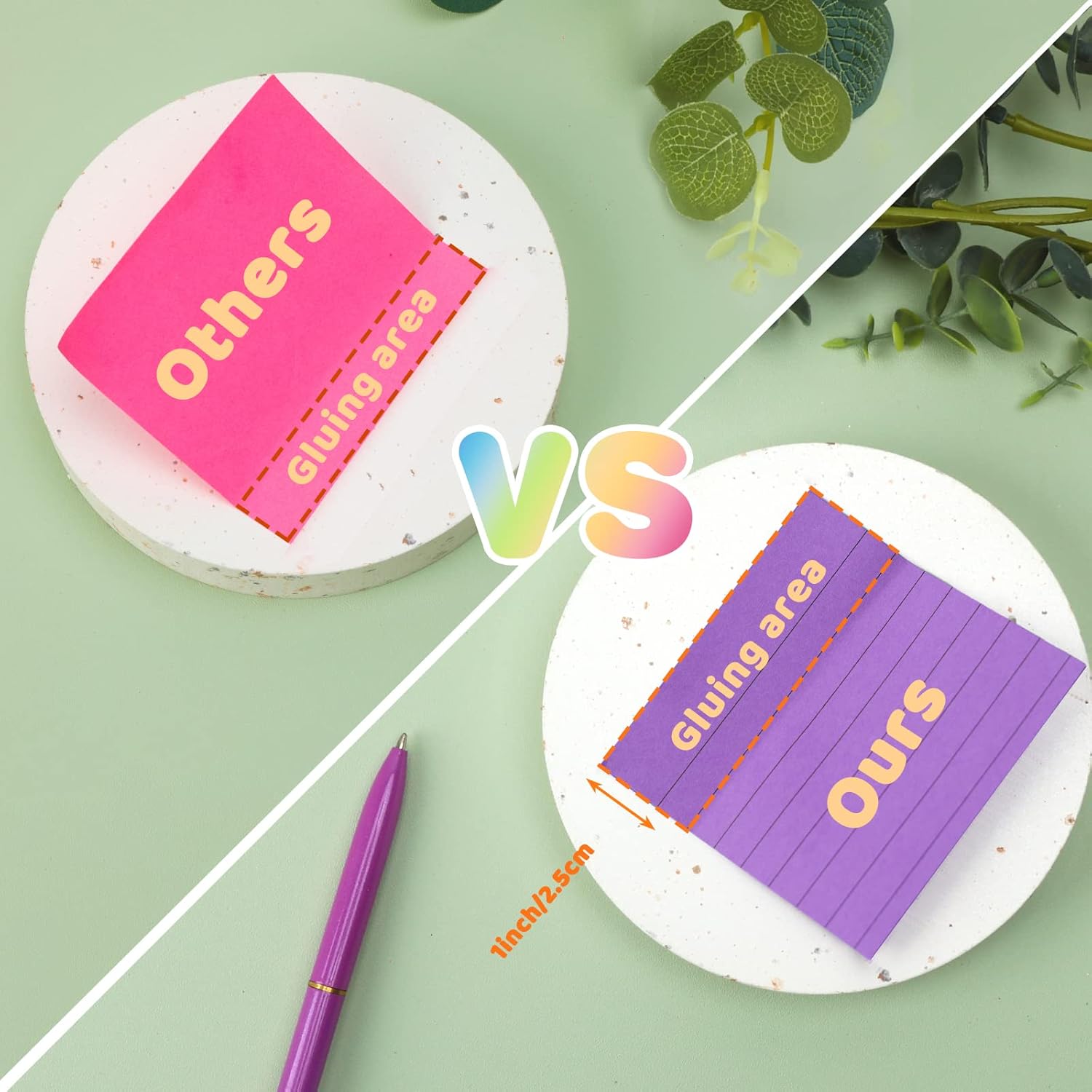 8 Pack Lined Sticky Notes 3x3 Inches Self-Stick Note Pads with 8 Assorted Bright Colors, 100 Sheets/Pad, Super Adhesive Memo Pads, Easy to Post Notes for Study, Works, and Daily Life : Office Products