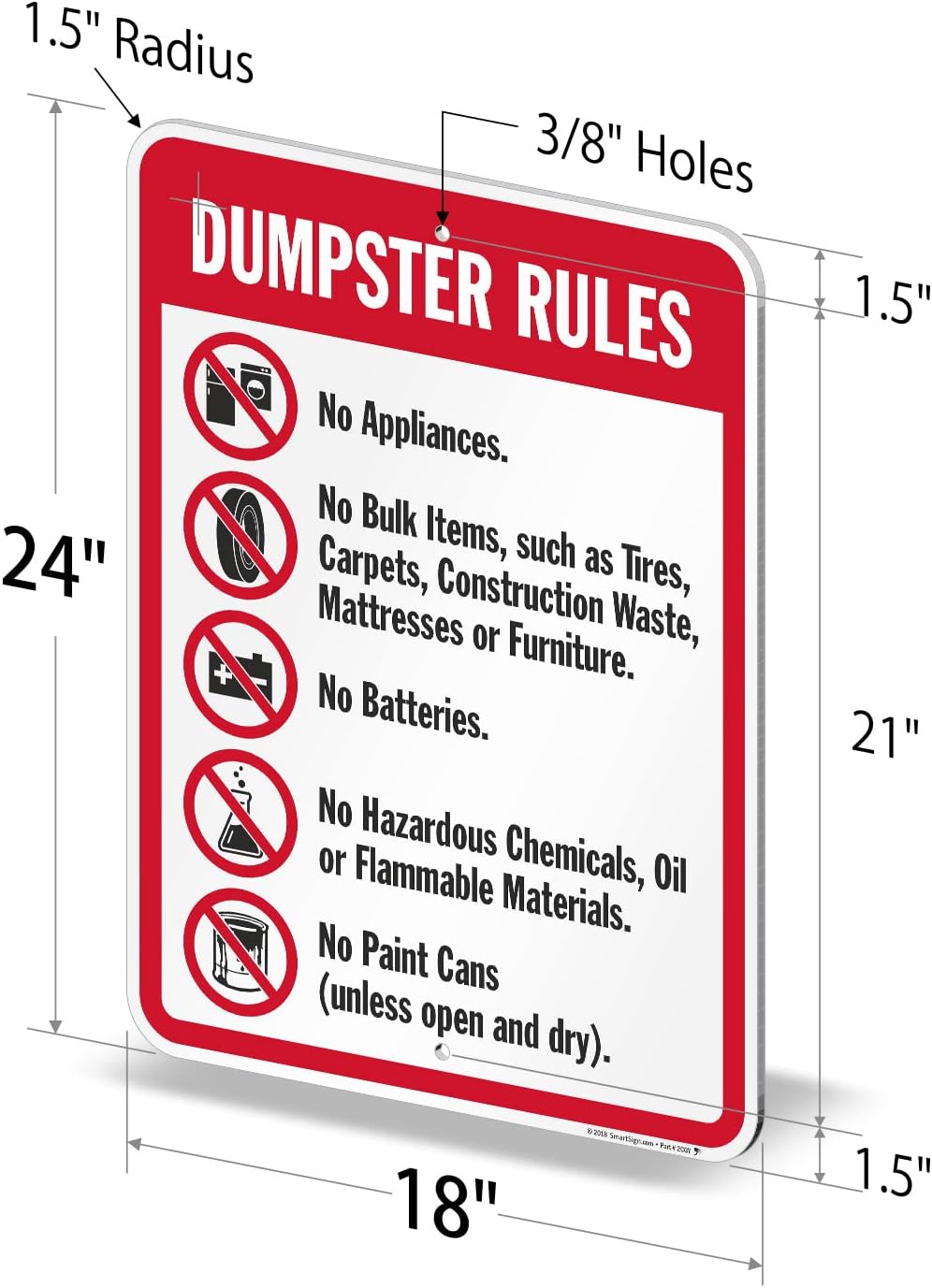 SmartSign "Dumpster Rules" Sign | 18" x 24" Aluminum