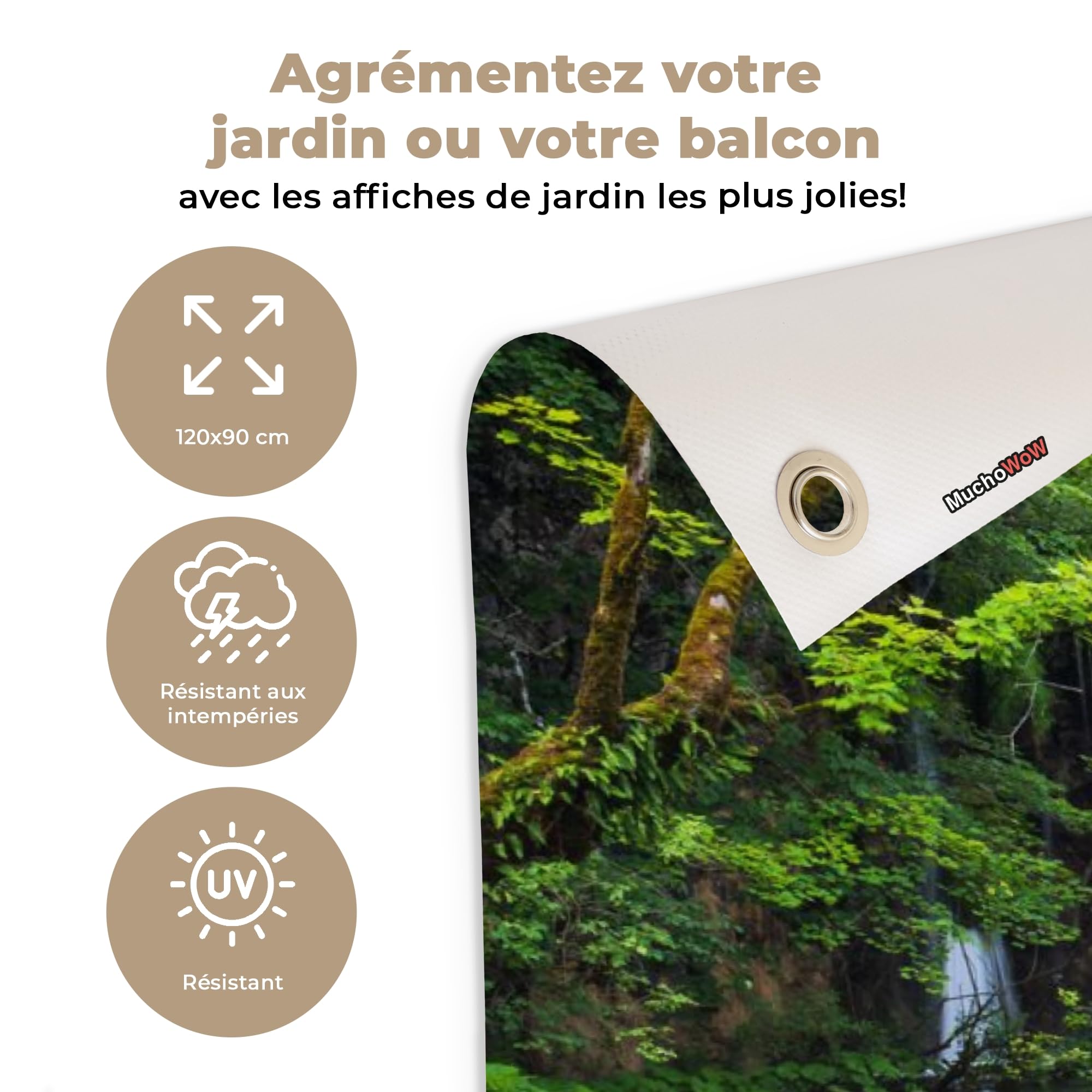 MuchoWow© Poster De Jardin 120x90 cm Decoracion Balcón Wall Decoration Adornos Pared Terraza Exterior Decoración Patio Posters Decorativos Puente - Cascada - Naturaleza