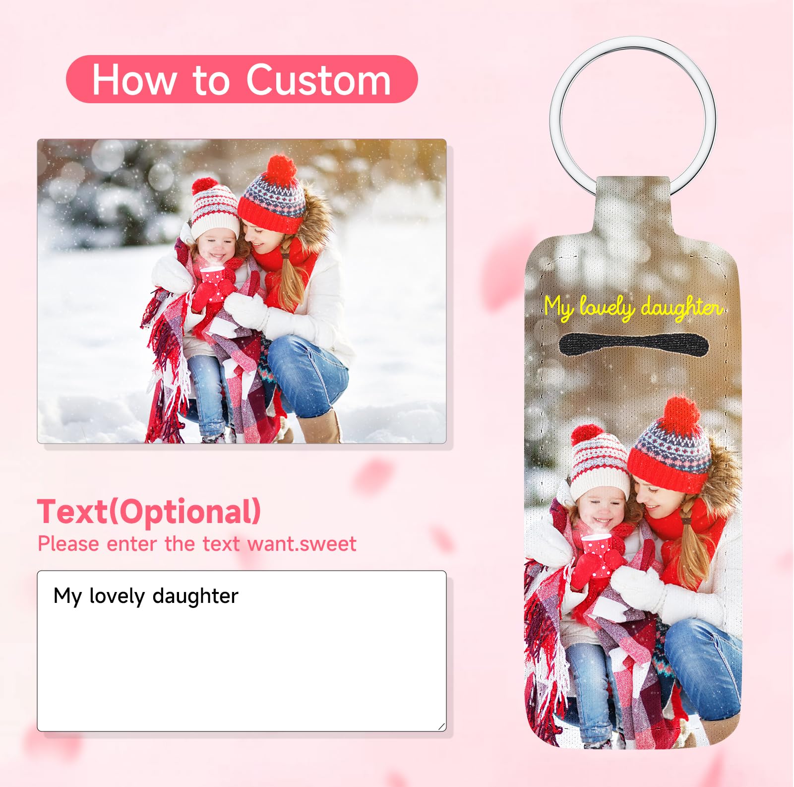 Wyleaves Premium Personalized Chapstick Holder Keychain, Custom Photo Text Lipstick Keychain, Neoprene, 1pcs