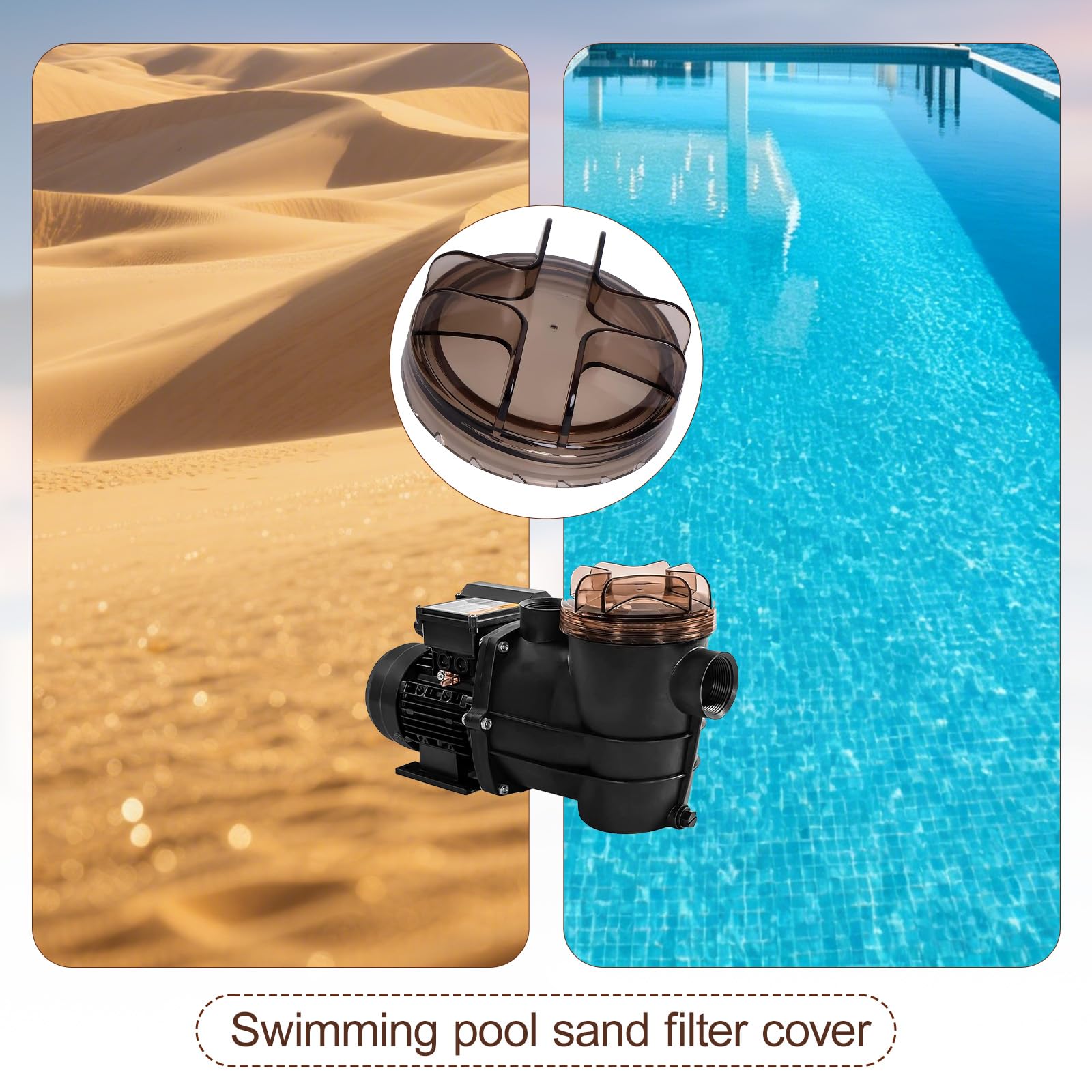 Accesorios de piscina Tapa de repuesto para bomba de piscina, apto para bomba de filtro de arena y piscina exterior, cubierta para prefiltro, tapa de filtro transparente como pieza de