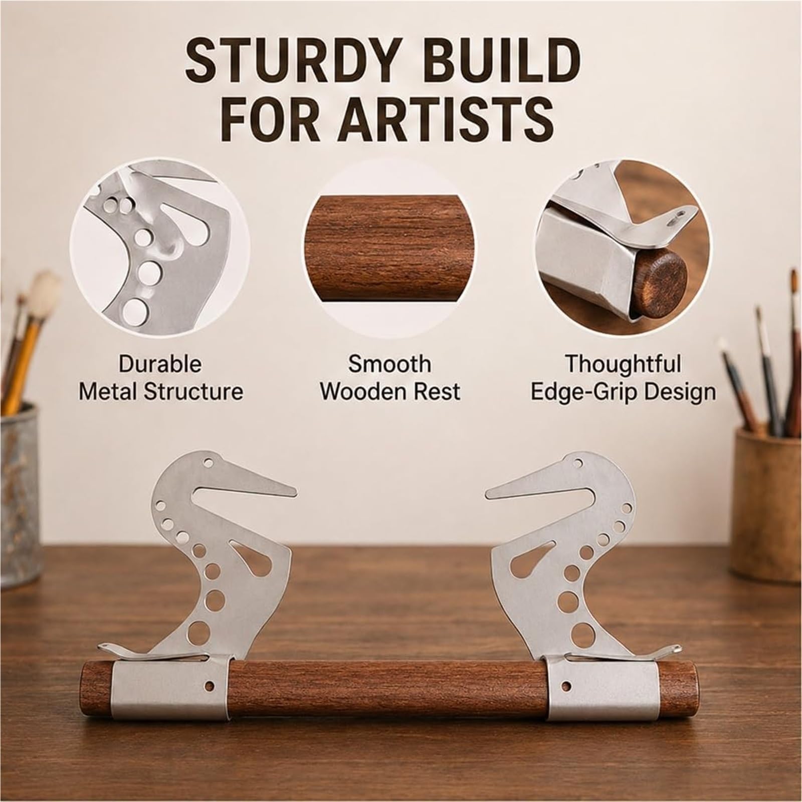 Most wsparcia ręki artysty, Stabilizator stałych rąk do malowania, Mahl Stick Drawing Armrest, Narzędzie do stółu na nadgarstku, Regulowany metalowy stojak do pracy szczegółowej(2 Set)
