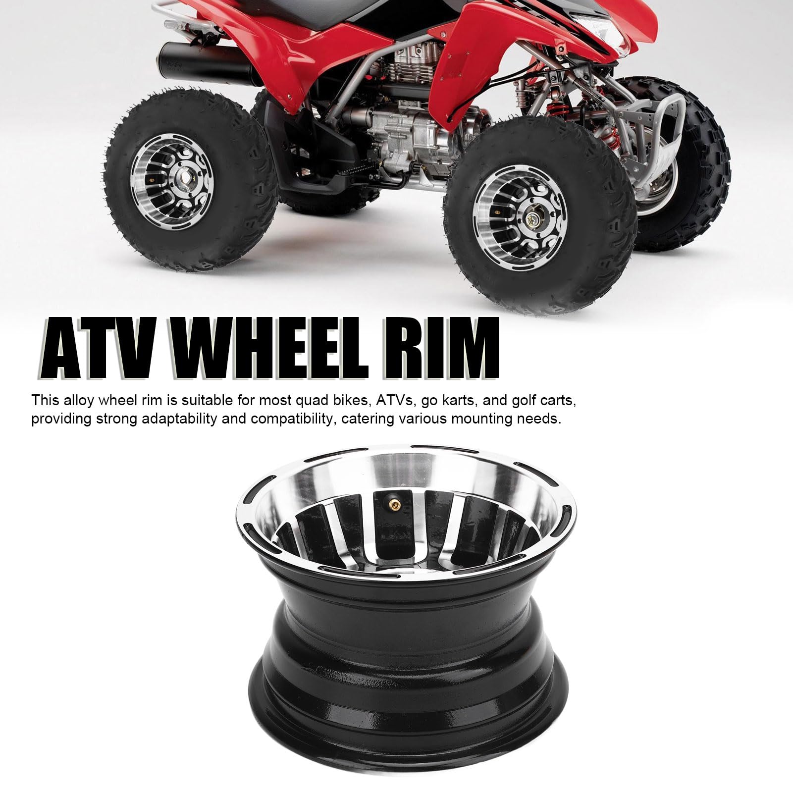 Cerchione ATV Cerchione da go kart in lega di alluminio da 8 pollici Look elegante Prestazioni migliorate per carrello da quad bike Leggero e durevole