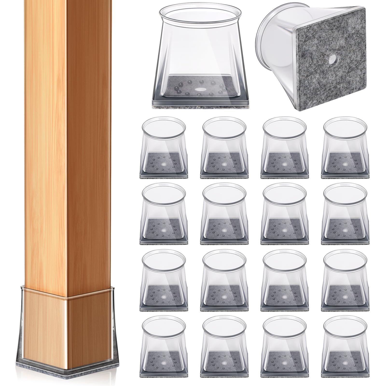 YOESSA 32 PCS Clear Silicone Square Chair Leg Protectors