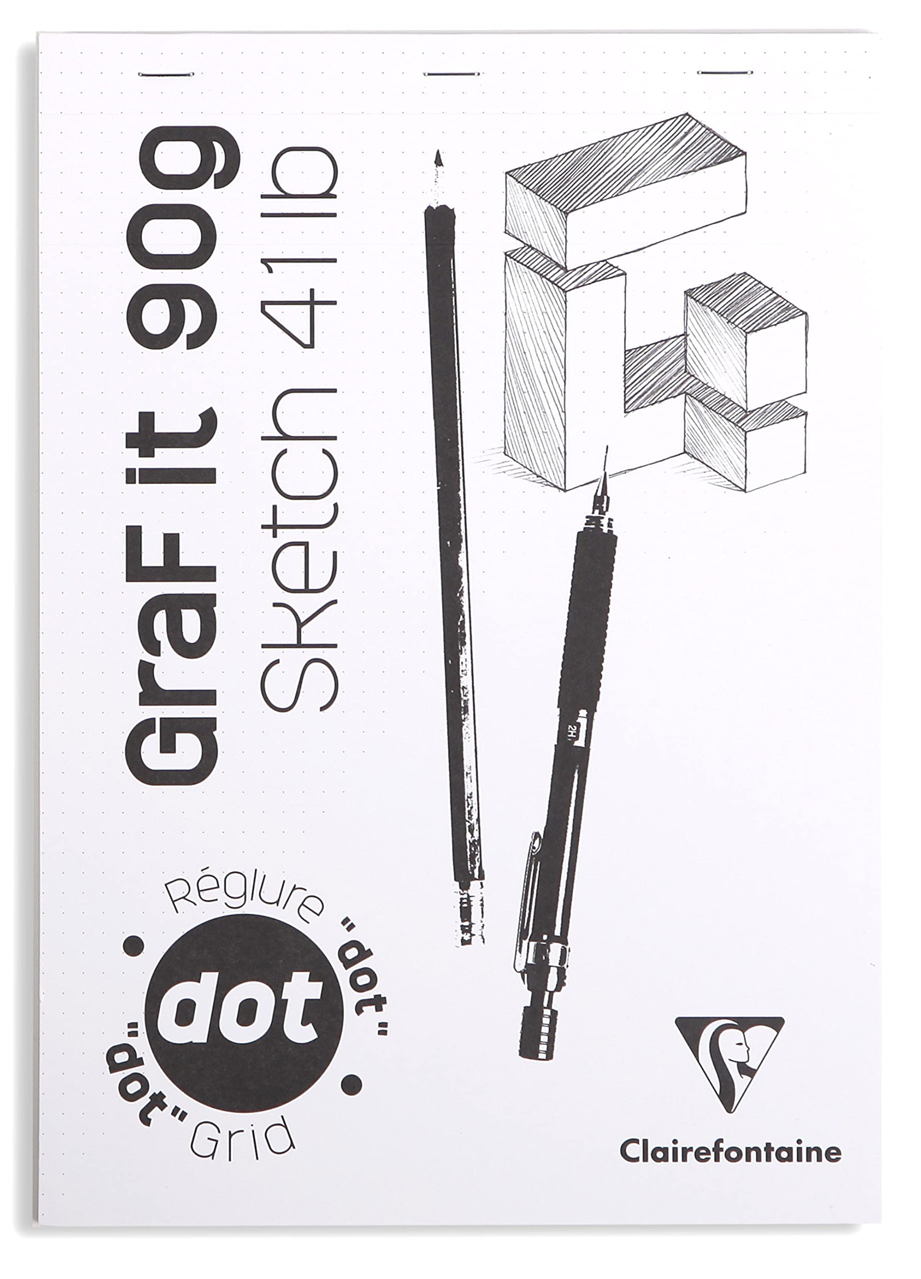 Clairefontaine 96653Cpack, Lot de 5 Blocs Agrafés GraF'it, 80 Feuilles Papier Dessin Croquis, Réglure pointillés DOT - Image 2